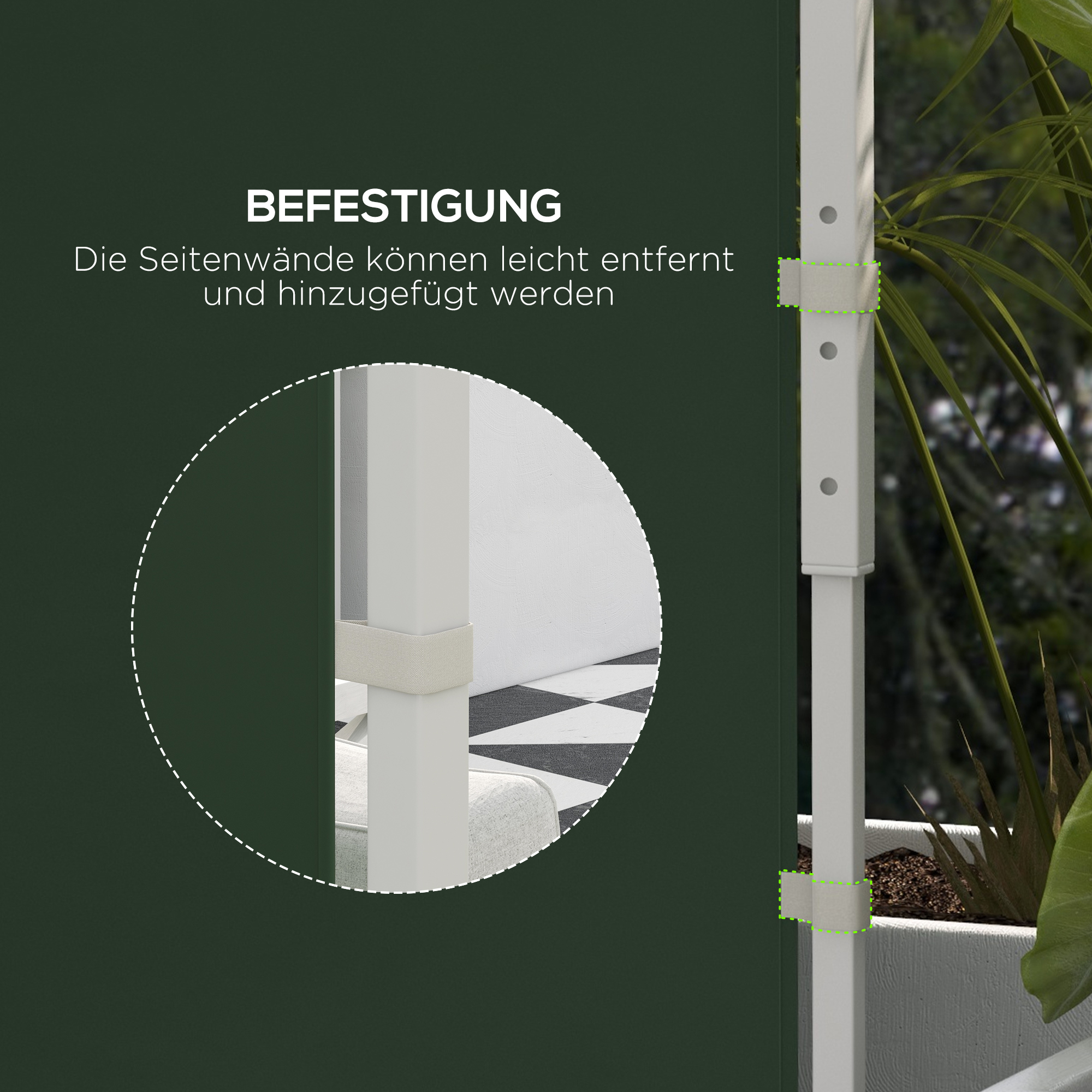 Seitenwände für 3 x 3/ 3 x 6 m Pavillon, Seitenplanen mit Fenster, Tür, Ersatzwände für Partyzelt, Oxfordstoff, Grün