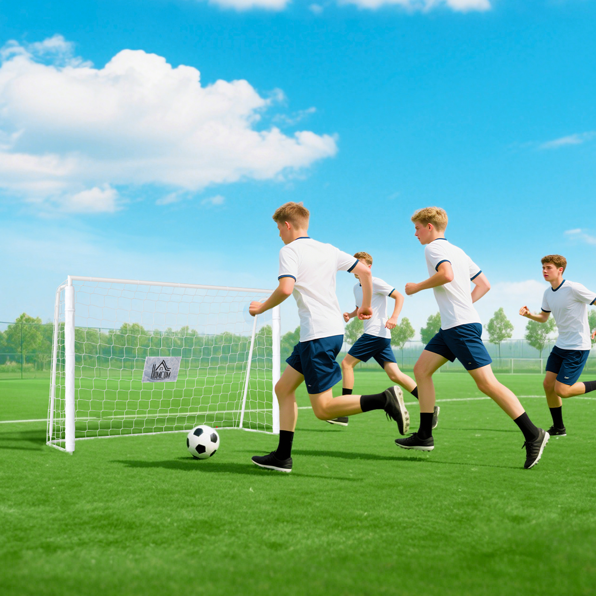 Fußballtor Kinder, Zielmarkierung, stoßdämpfende Hülsen, Garten, 186x123cm, weiß