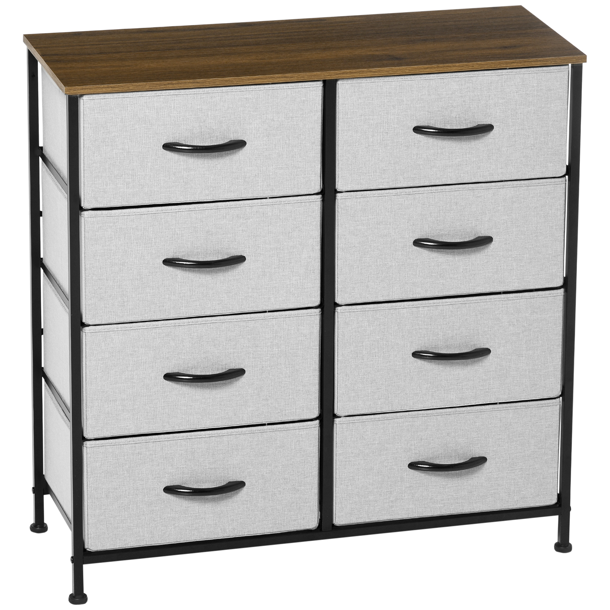 Kommode mit 8 Stoffschubladen, Metallrahmen, Ablage, 80x30x81,5 cm, Grau/Schwarz Kommode mit 8 Stoffschubladen, Metallrahmen, Ablage, 80x30x81,5 cm, Grau/Schwarz