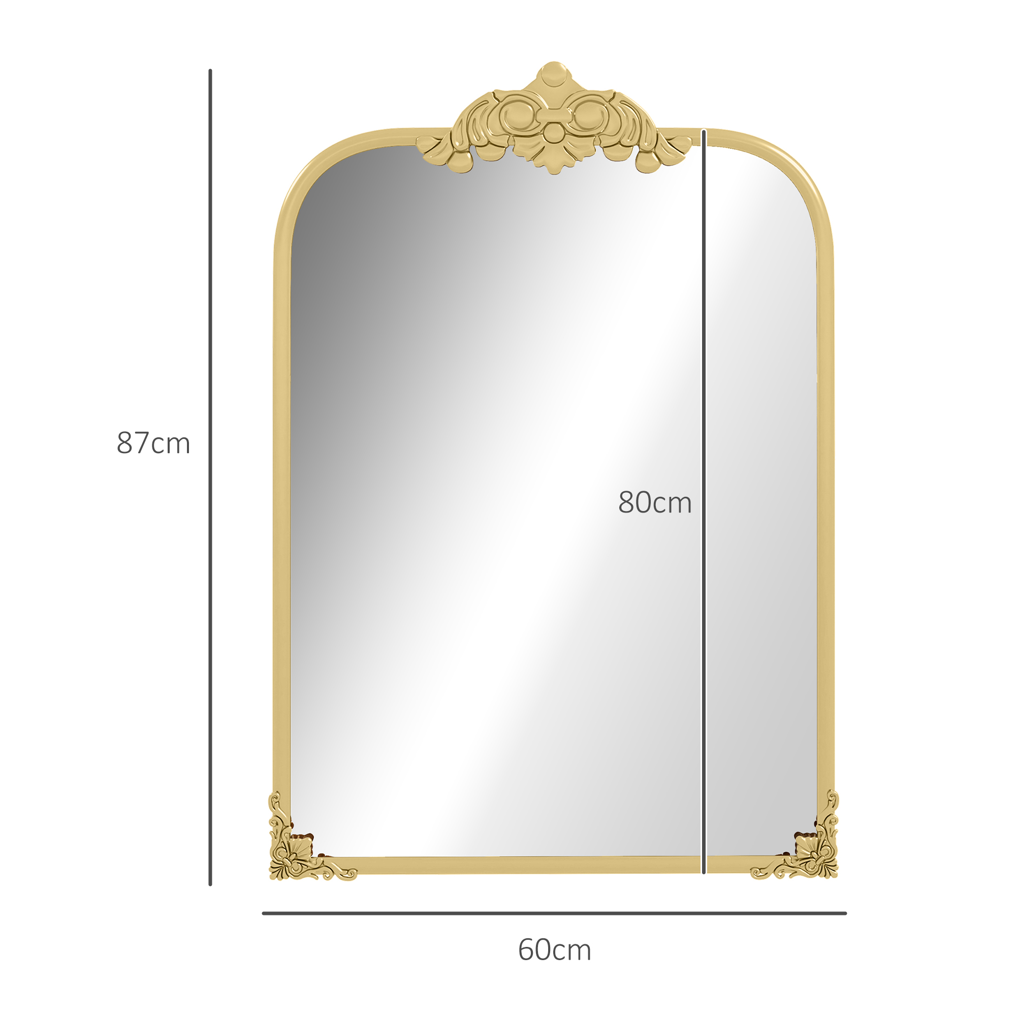 Wandspiegel, stilvoll, 60x3x87cm, Goldton