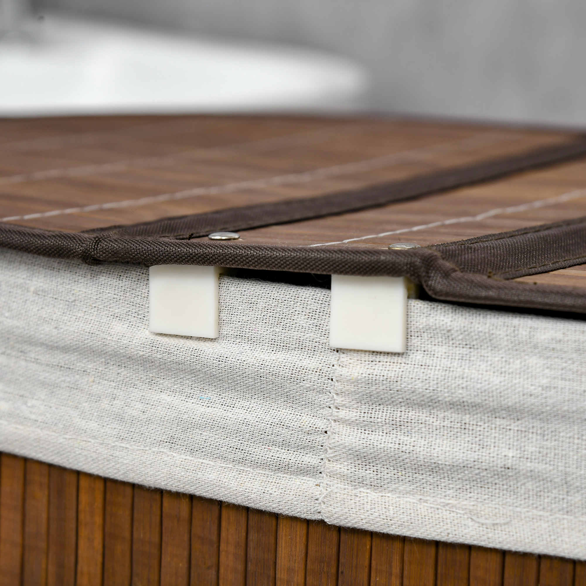 Wäschekorb Wäschesammler, 100L Fassungsvermögen, abnehmbarer Deckel, 38 cm x 38 cm x 57 cm, Braun