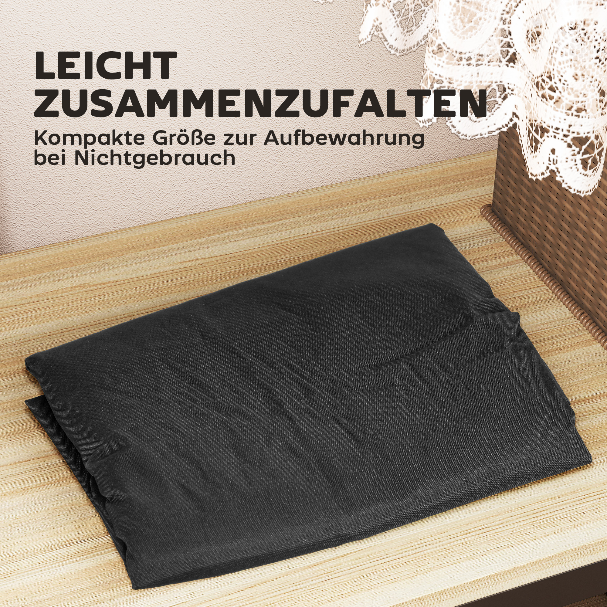 Aufbewahrungstasche Gartenpolster, Auflagentasche, Schutzhülle mit Tragegriff Reißverschluss 200x60x75 cm, Schwarz
