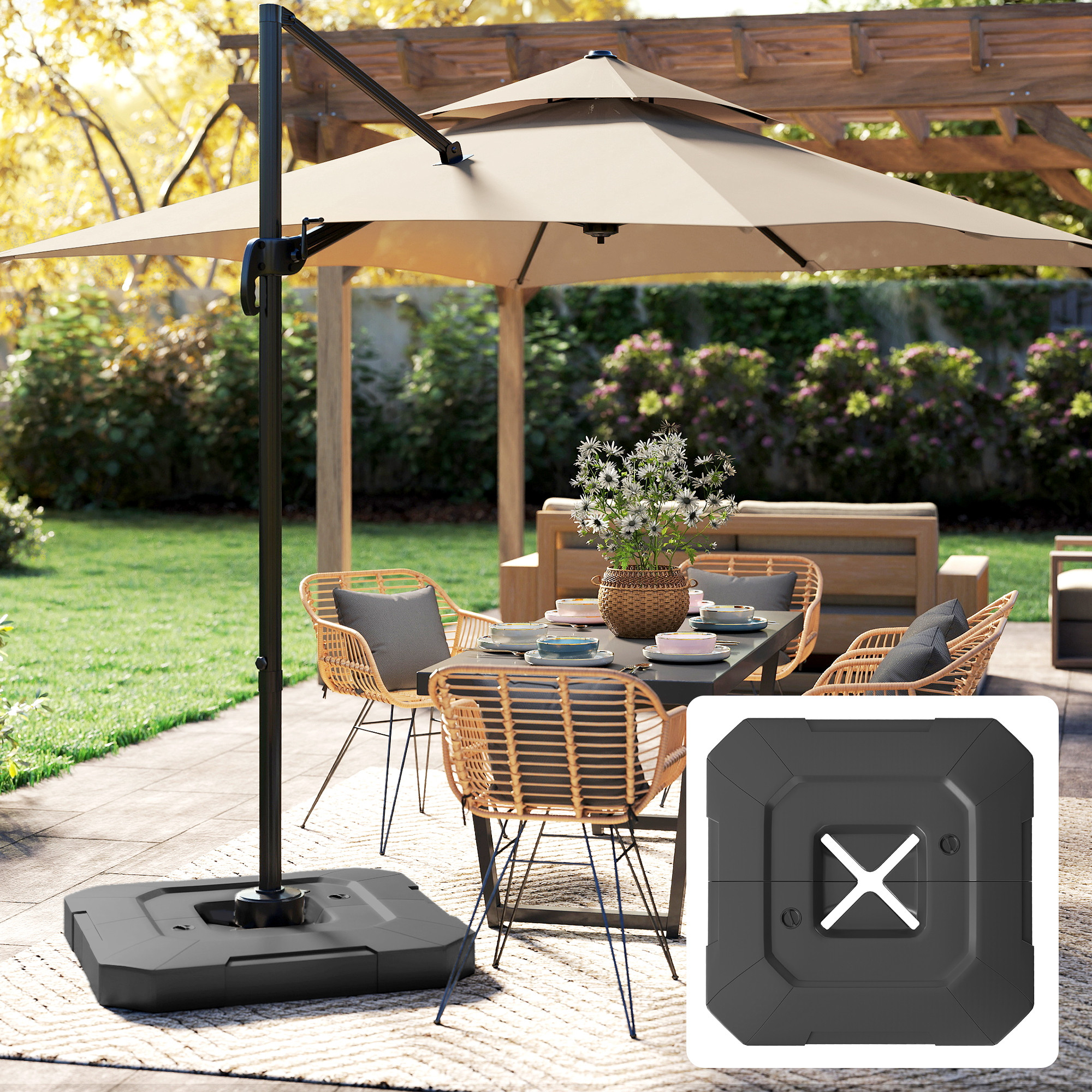 Sonnenschirmständer 2-teilig Wasserdicht Schirmgewicht, Schirmständer für Ampelschirm