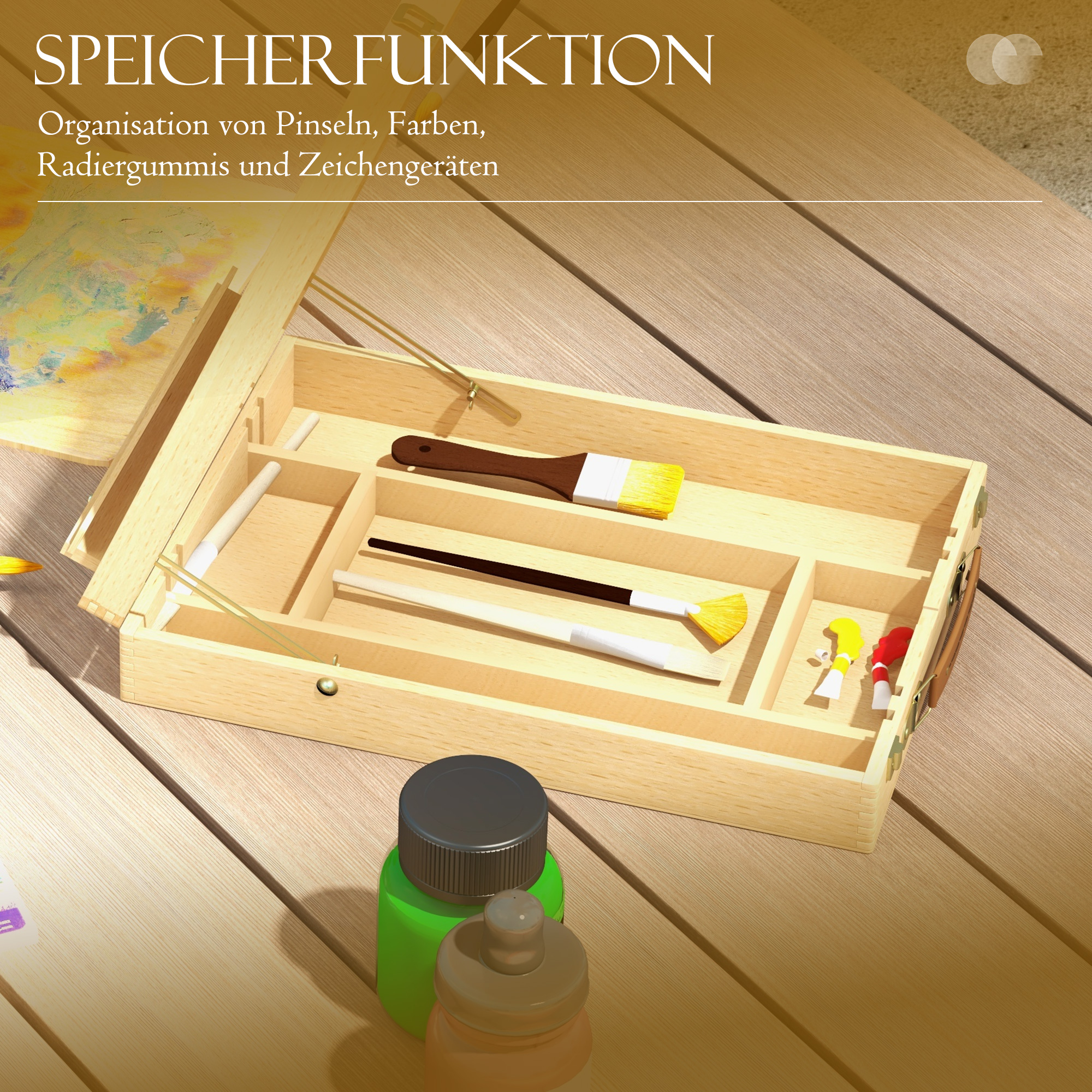 Tischstaffelei Tischstaffelei-Box, Buchenholz, klappbar, 27cm x 41,5cm x 74,5cm, Natur