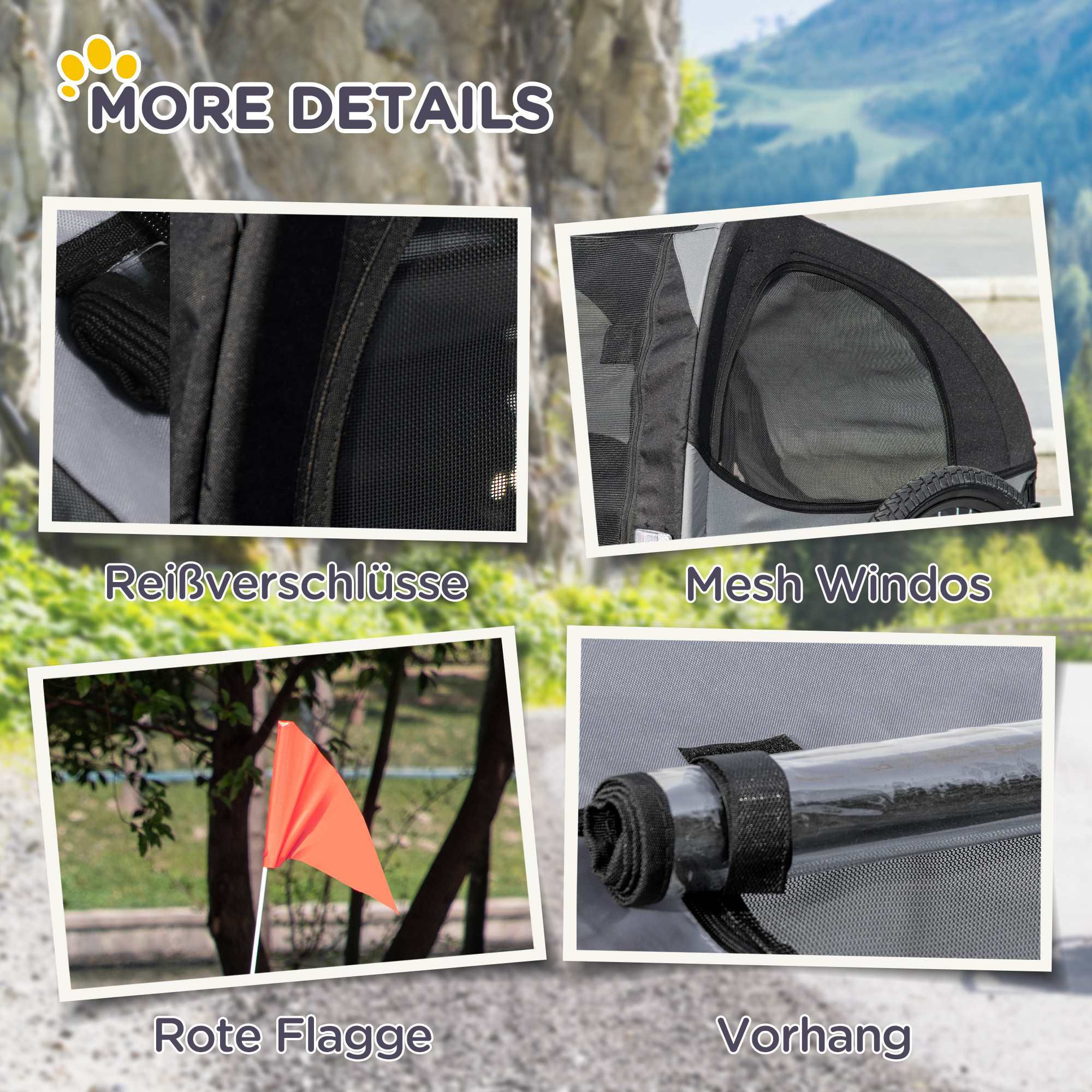 Hundeanhänger Fahrradanhänger bis 20kg Netzfenster, aufrollbare Abdeckung, Universalkupplung Schwarz, 140 x 71 x 83 cm