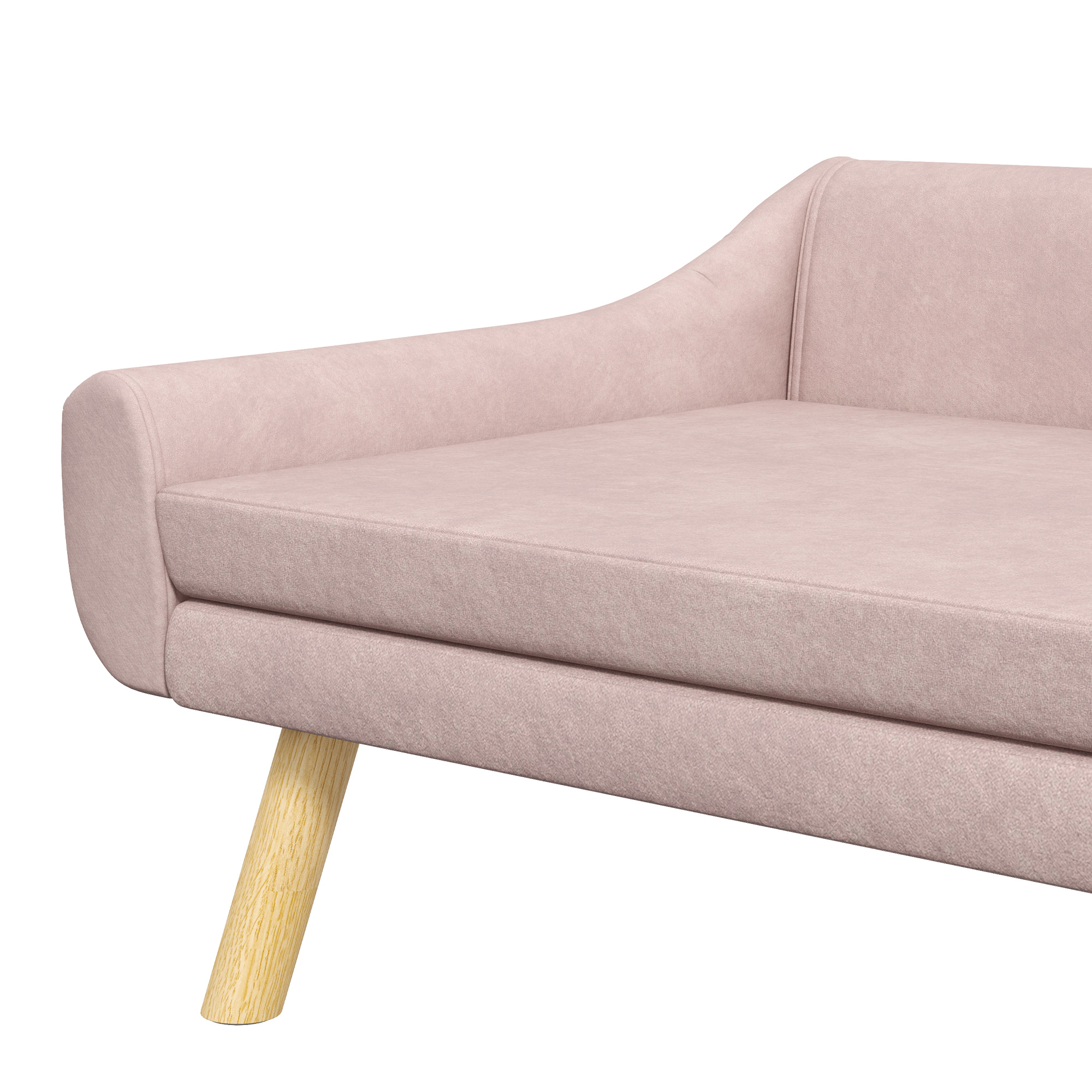 Haustiersofa Hundesofa, Skandidesign, abnehmbares Polster, Samtoptik, 102 cm x 58,5 cm x 42,5 cm, Rosa + Natur