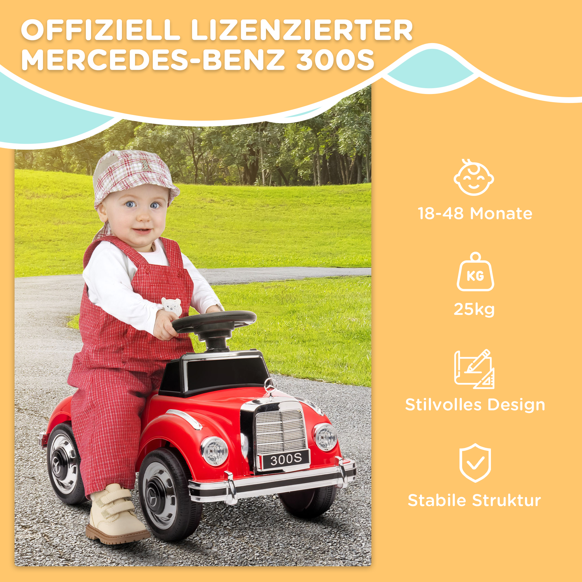 Rutscher Kinderauto Mercedes Benz Design 300 S Design, Rot