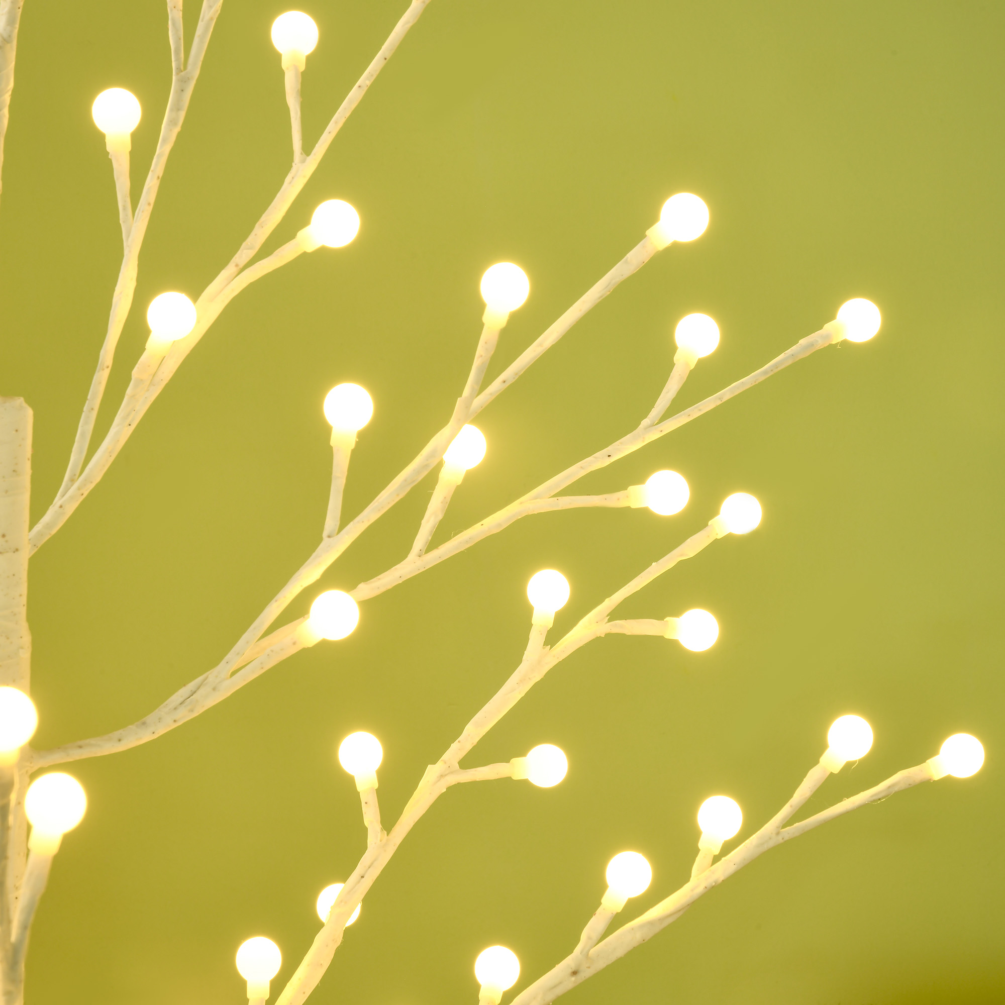 Künstliche Birke mit 120 LED-Lichtern, 3 Helligkeitsstufen, faltbare Äste, IP44, 150 cm, Weiß