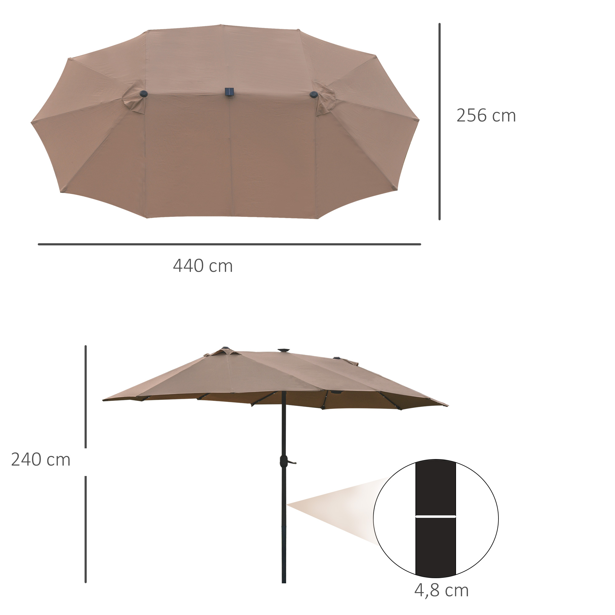 Sonnenschirm Oval Khaki 440 x 260 cm