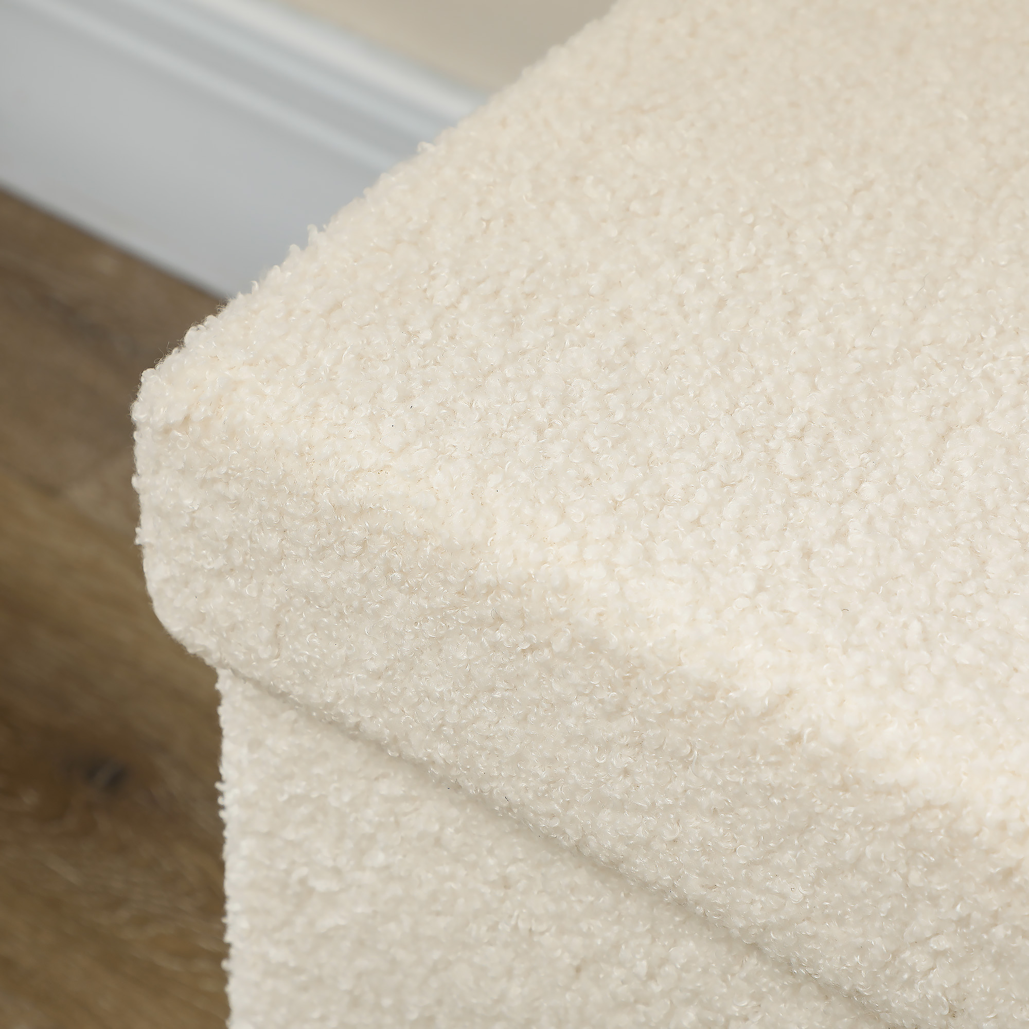 Aufbewahrungshocker, Polsterbank mit Stauraum und Deckel für Wohnzimmer, Schlafzimmer, Flur, Cremeweiß