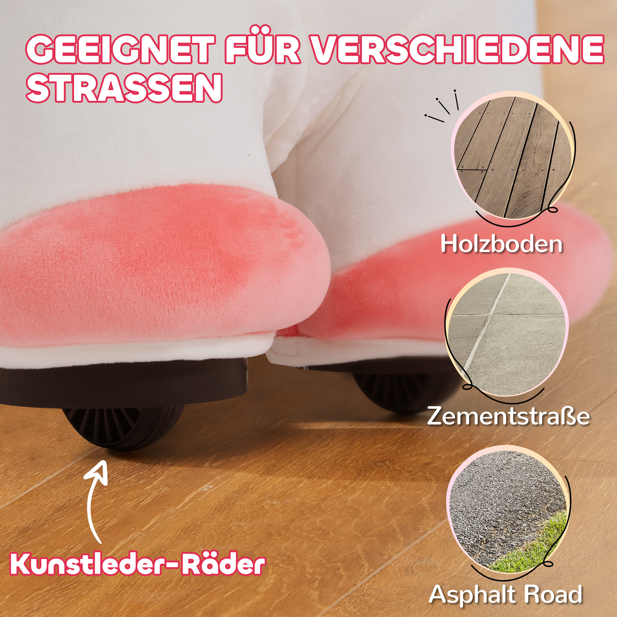 6V Elektrisches Reiteinhorn für Kinder, Batteriebetrieb, Mit Musikfunktion und Vorwärtsbewegung, 18-36 Monate, Weiß