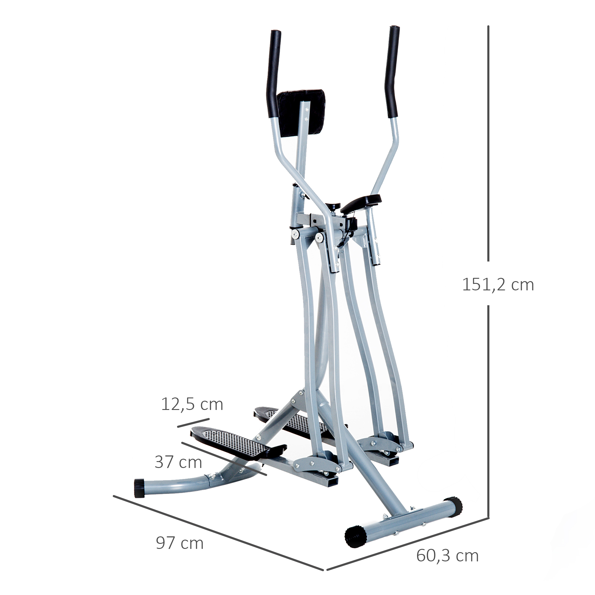 Crosstrainer, Heimtrainer, LCD-Display, einstellbares Brustpolster, Stahl, Silber, 96 x 60 x 152cm