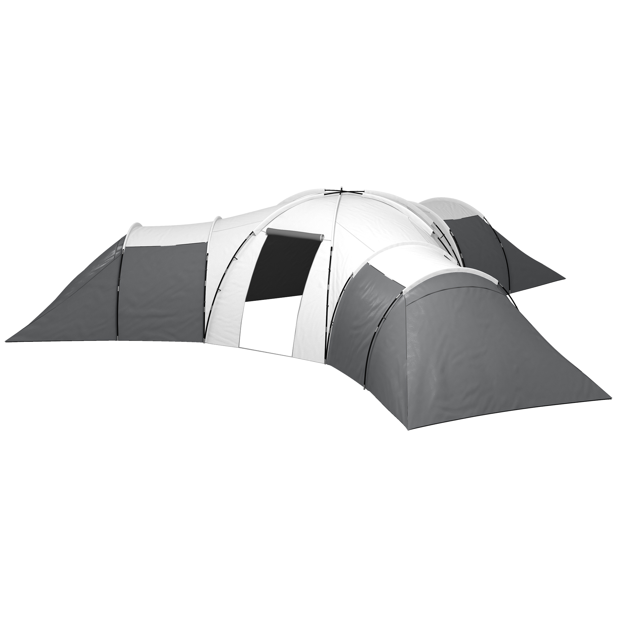 Campingzelt für 6-9 Personen, 4 Räume, Vorzelt, wasserdicht, 615x 615x225cm, Grau Campingzelt für 6-9 Personen, 4 Räume, Vorzelt, wasserdicht, 615x 615x225cm, Grau