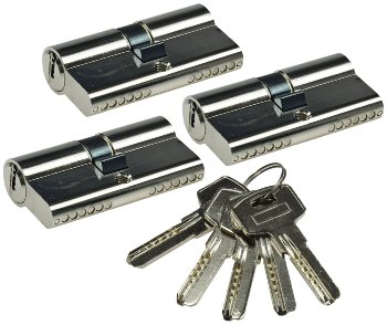 Schließzylinder-Set 3x 60mm (30+30mm), Profil-Zylinder, 5 Sicherheits-Schlüssel Schließzylinder-Set 3x 60mm (30+30mm), Profil-Zylinder, 5 Sicherheits-Schlüssel