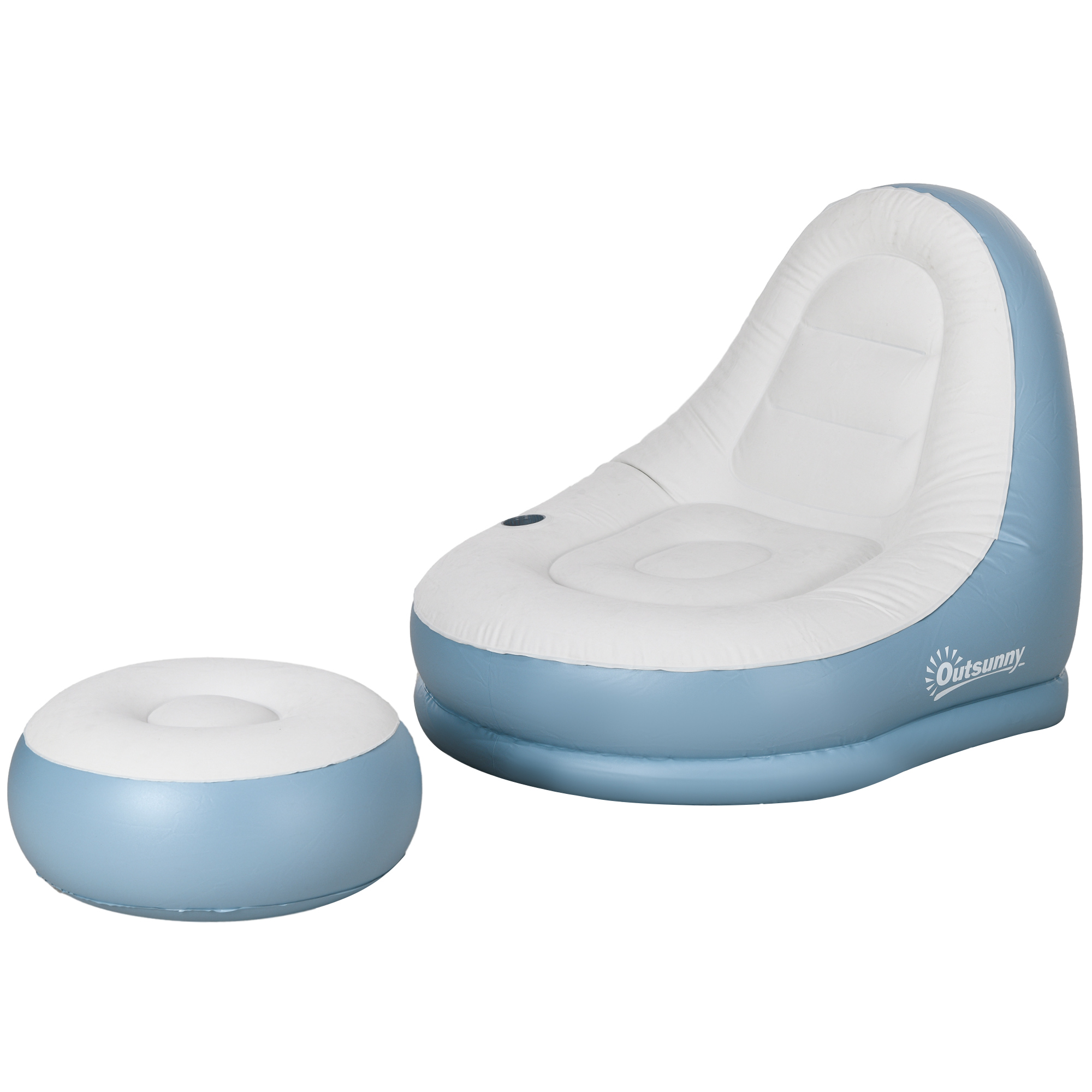 Aufblasbarer Sessel Luftsessel Outdoor-Sessel, 125 x 100 x 87cm, Weiß + Blau