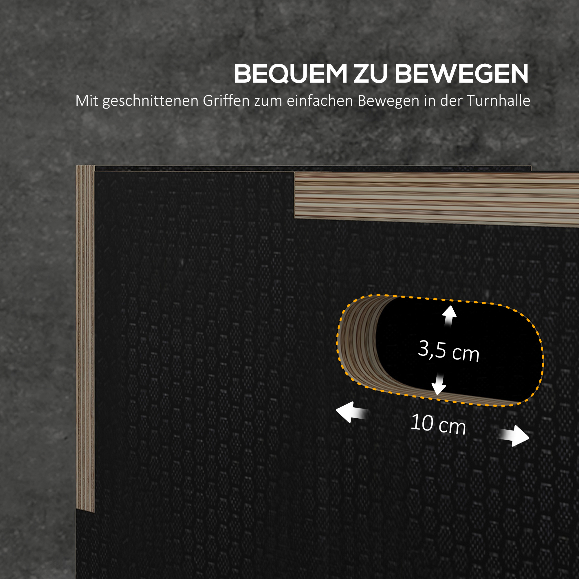 Plyo-Box/Sprungbox, robust, 61 x 51 x 41 cm, Schwarz, Griff 10x3,5 cm, bis 120 kg