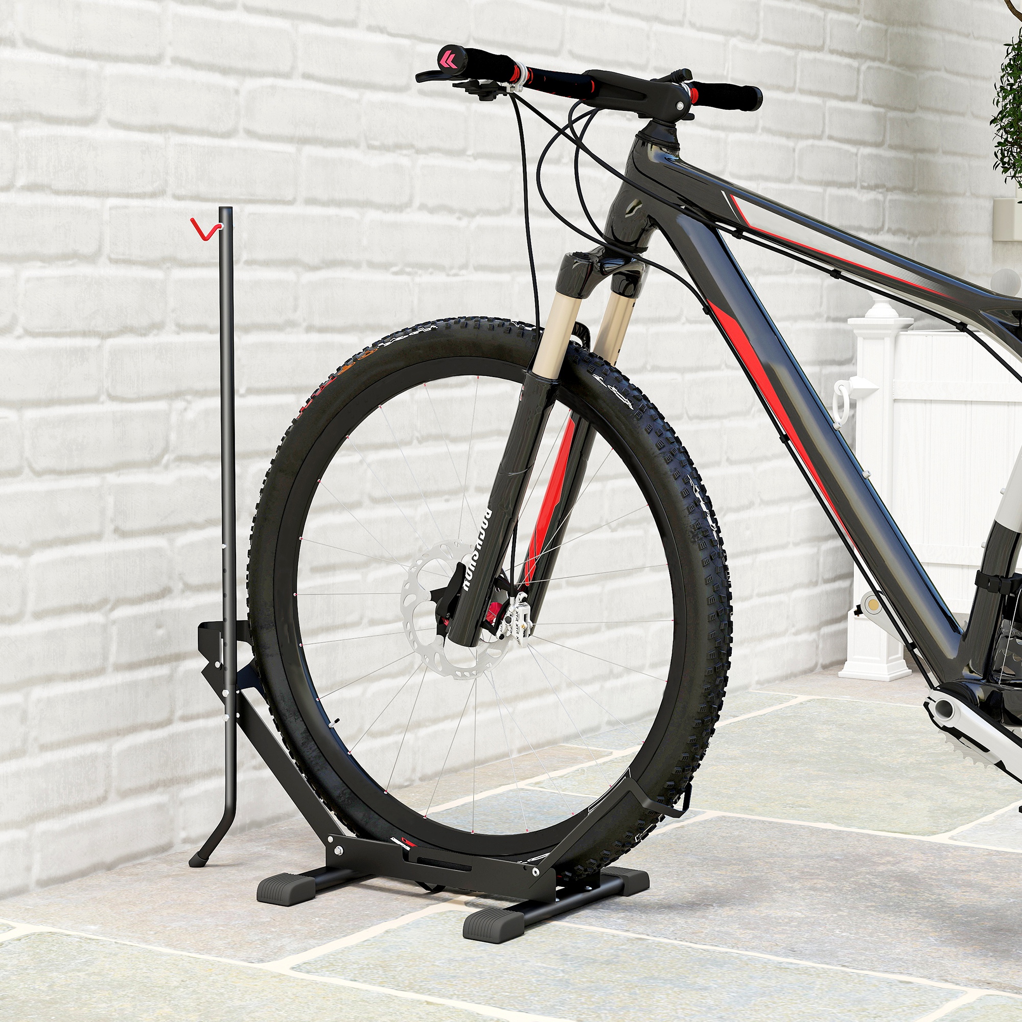 Fahrradständer für Fahrräder Stahl Fahrradhalter mit 80 mm Reifenbreiten 75 x 41 x 81H cm Schwarz