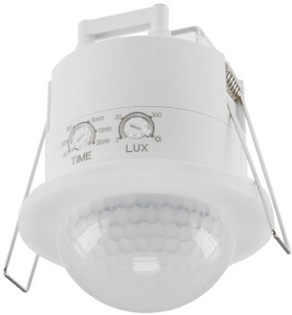 Decken-Einbau Bewegungsmelder 360° IP54 / PIR, mit Präsenzfunktion, 20m Detektion