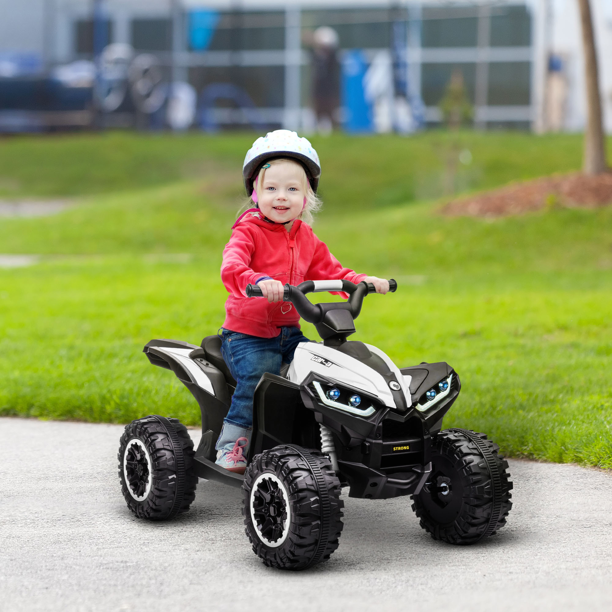 Kinderquad, 6 km/h, Sound- und Lichteffekte, : 83 cm x 53 cm x 55,5 cm, Schwarz + Weiß