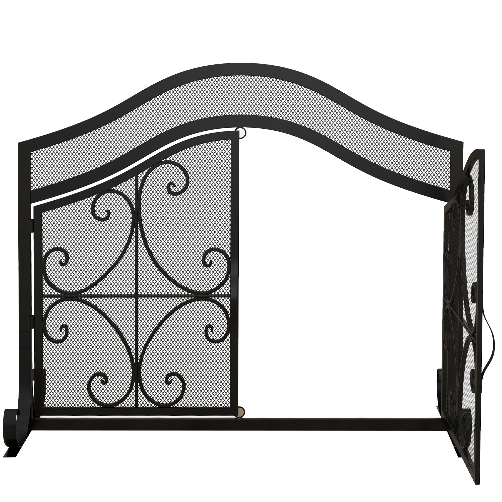 Funkenschutz für Kamine, elegantes Muster, doppeltürig, magnetische Türen, Schwarz, 105 x 40 x 80,5 cm Funkenschutz für Kamine, elegantes Muster, doppeltürig, magnetische Türen, Schwarz, 105 x 40 x 80,5 cm