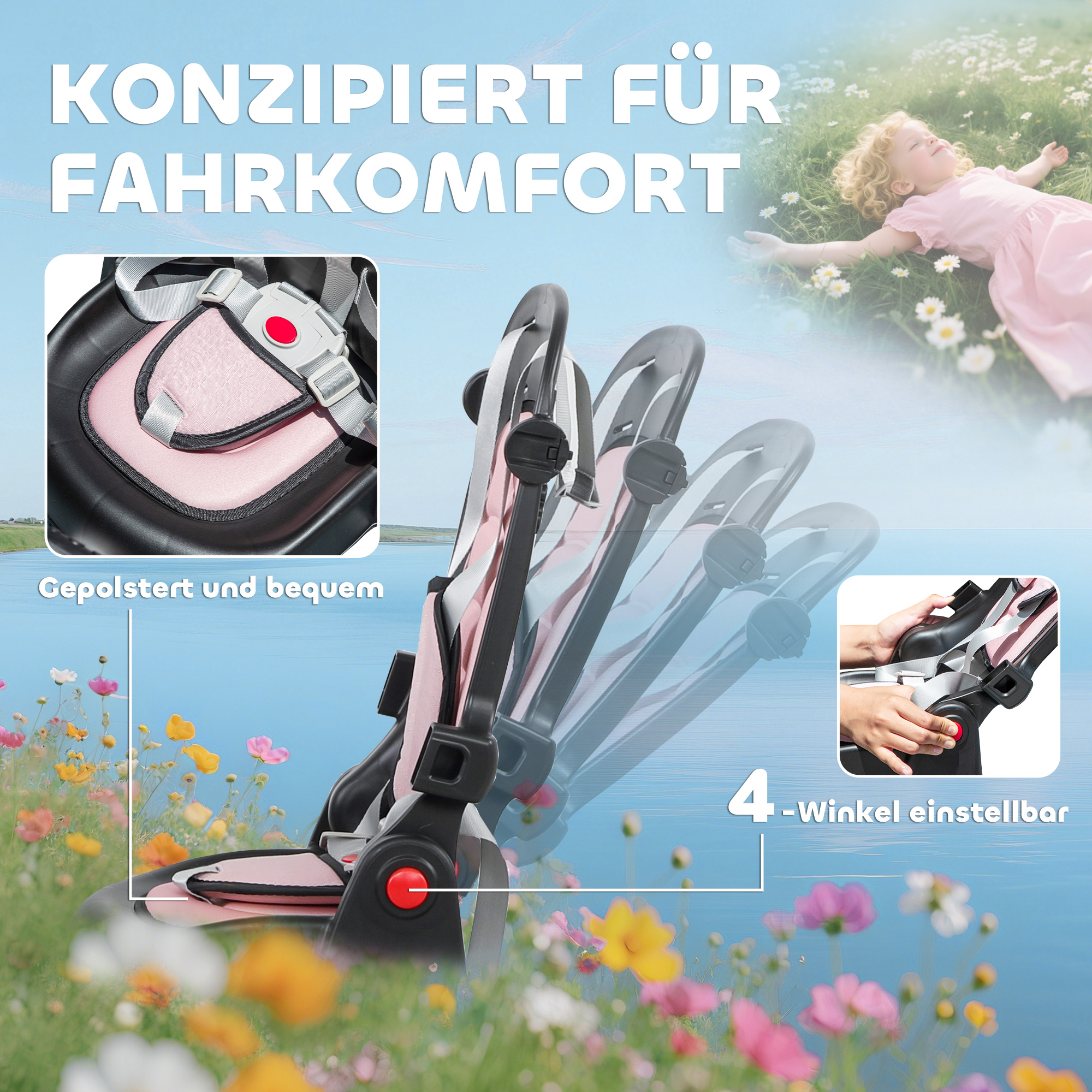 Kinderdreirad, 6-in-1 Buggy für Kleinkinder, mit Schiebegriff, verstellbarer Sitz, faltbares Design, Sicherheitsnetz