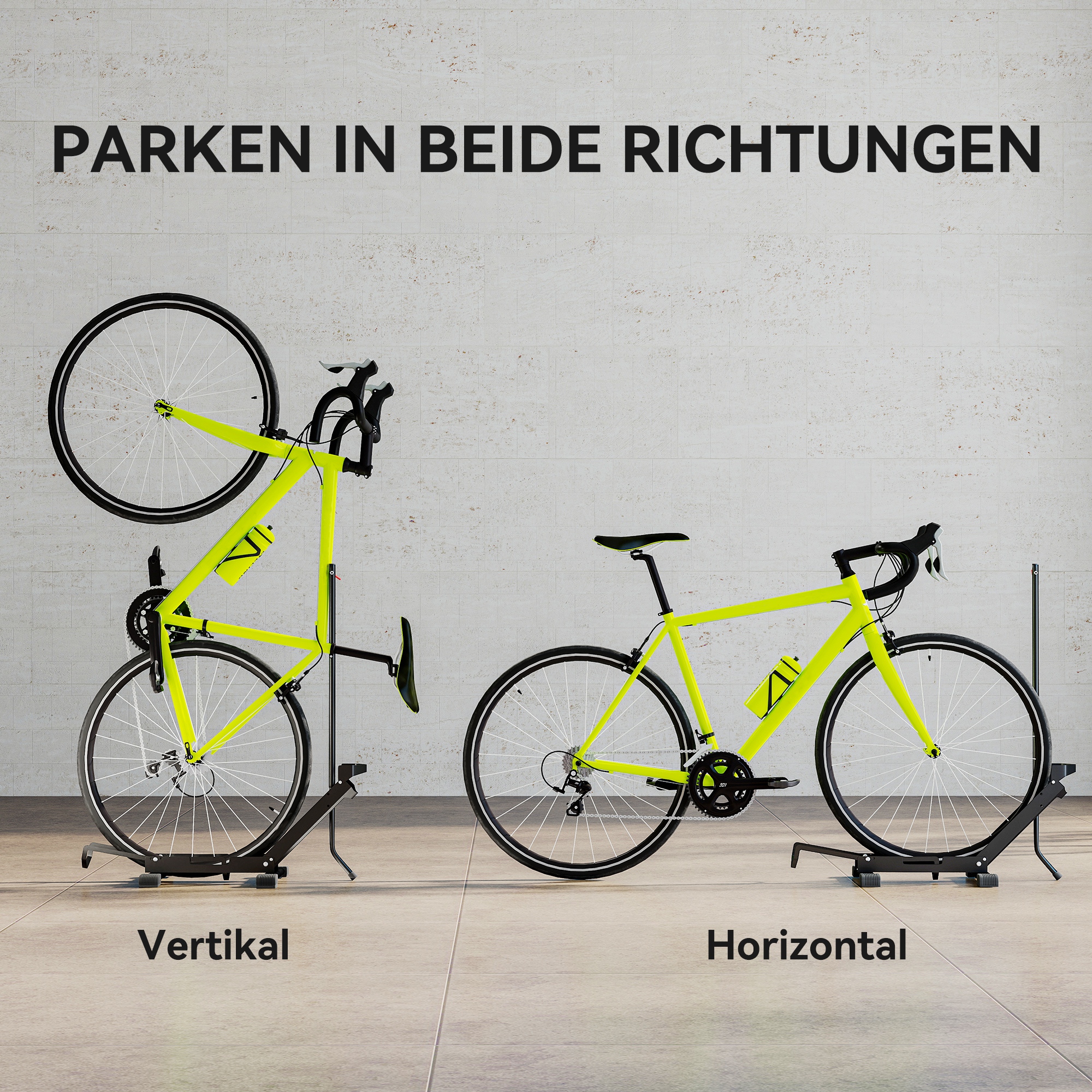 Fahrradständer für Fahrräder Stahl Fahrradhalter mit 80 mm Reifenbreiten 75 x 41 x 81H cm Schwarz