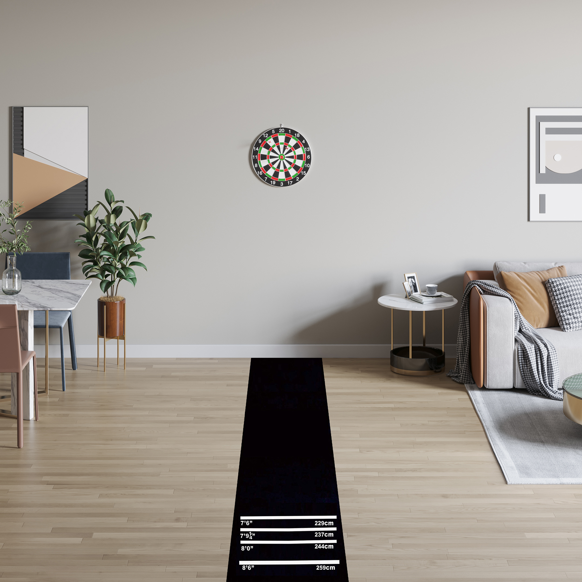 Dartmatte 300 x 61 cm Oche Carpet Mat mit Softdart Steeldart rutschfest Dartteppich Teppich-Dartmatte Dart Zubehör für Boden Schutz