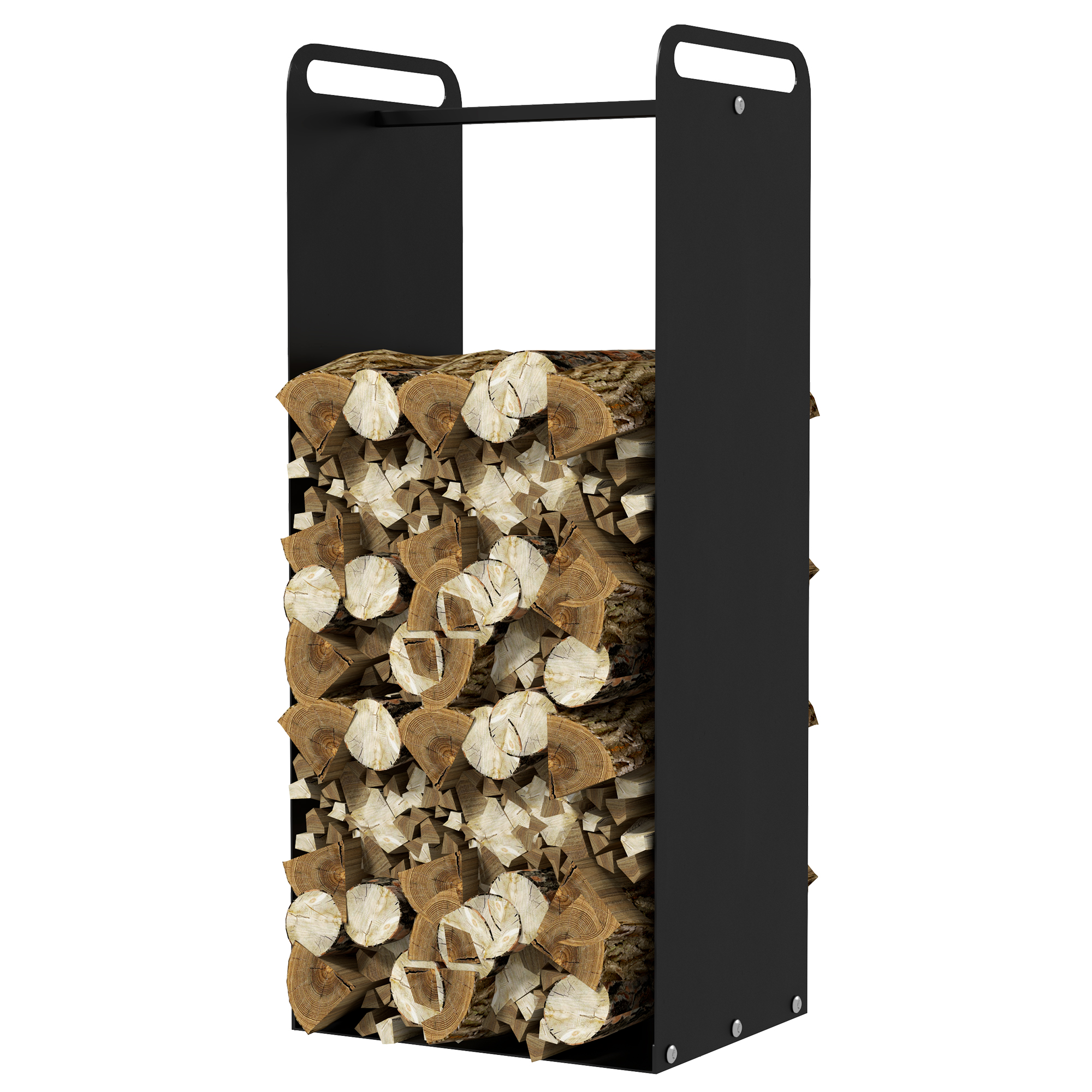 Feuerholzgestell, 2 Tragegriffe, Stahlrahmen, bis 30kg, 37x30x90cm, Schwarz Feuerholzgestell, 2 Tragegriffe, Stahlrahmen, bis 30kg, 37x30x90cm, Schwarz