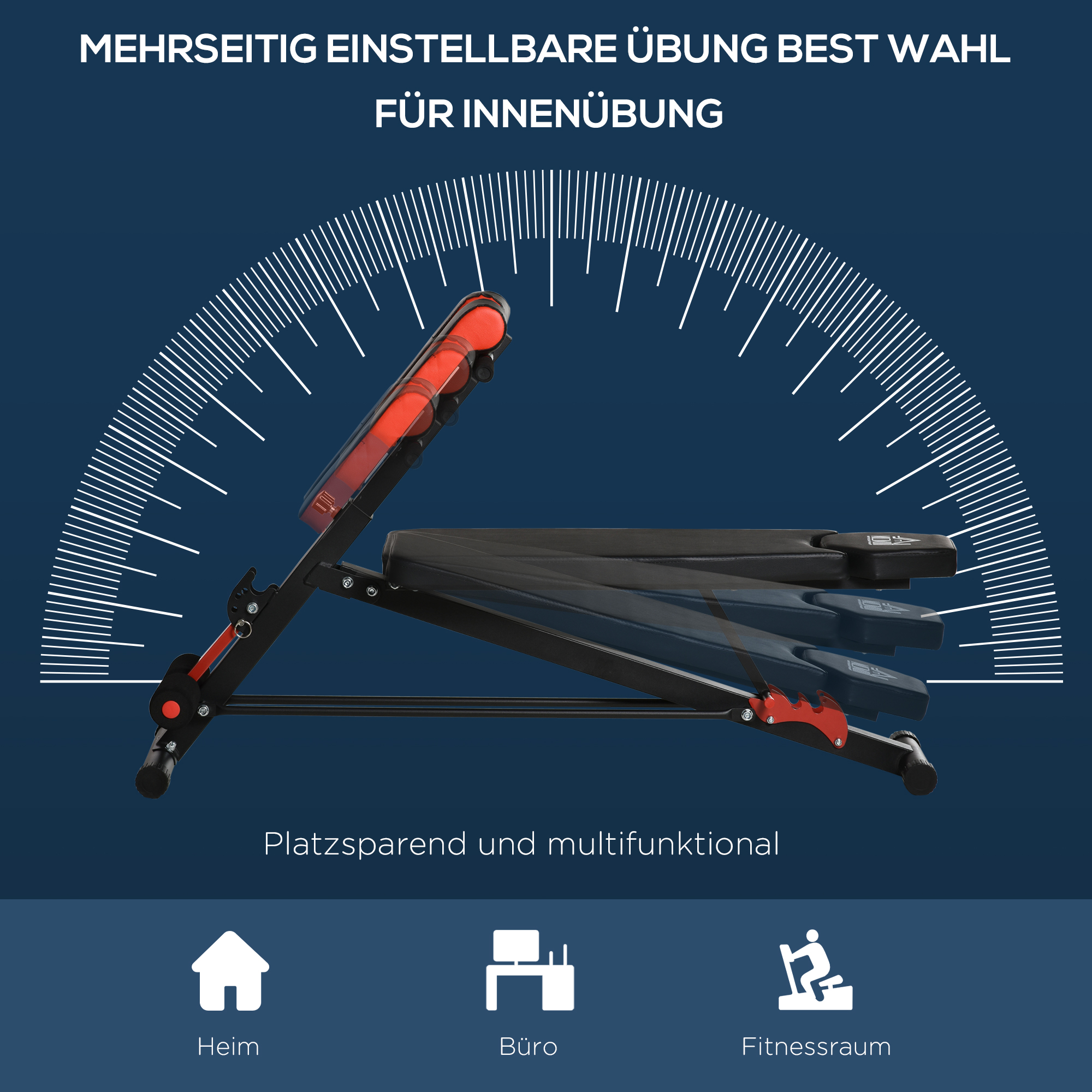 Hantelbank Fitnessbank Schrägbank Multifunktion Bauchtrainer Verstellbar Stahl Schwarz 64 x 146 x 73,5-85 cm