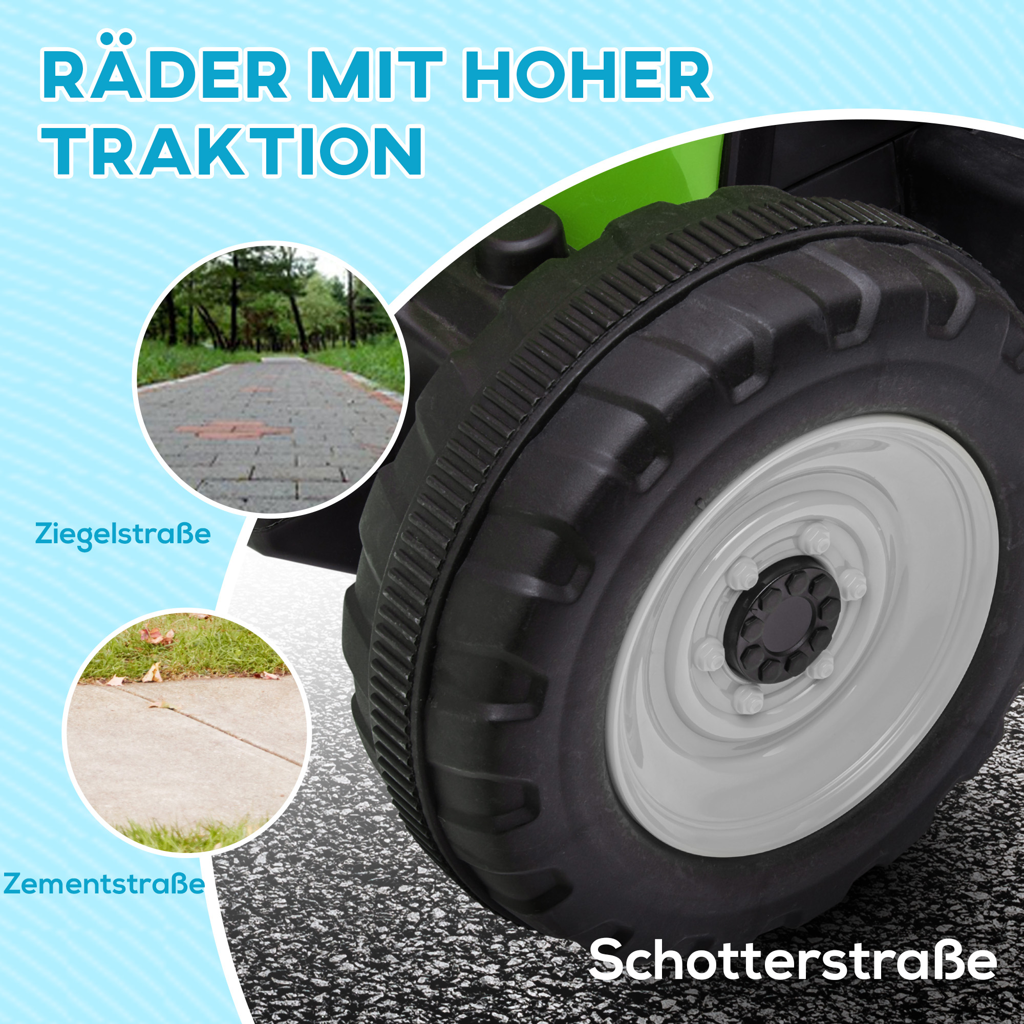 Elektrischen Kinderauto, Kinder-Traktor, inkl, Eltern-Fernbedienung, max, Geschwindigkeit von 6 km/h;, Grün + Schwarz