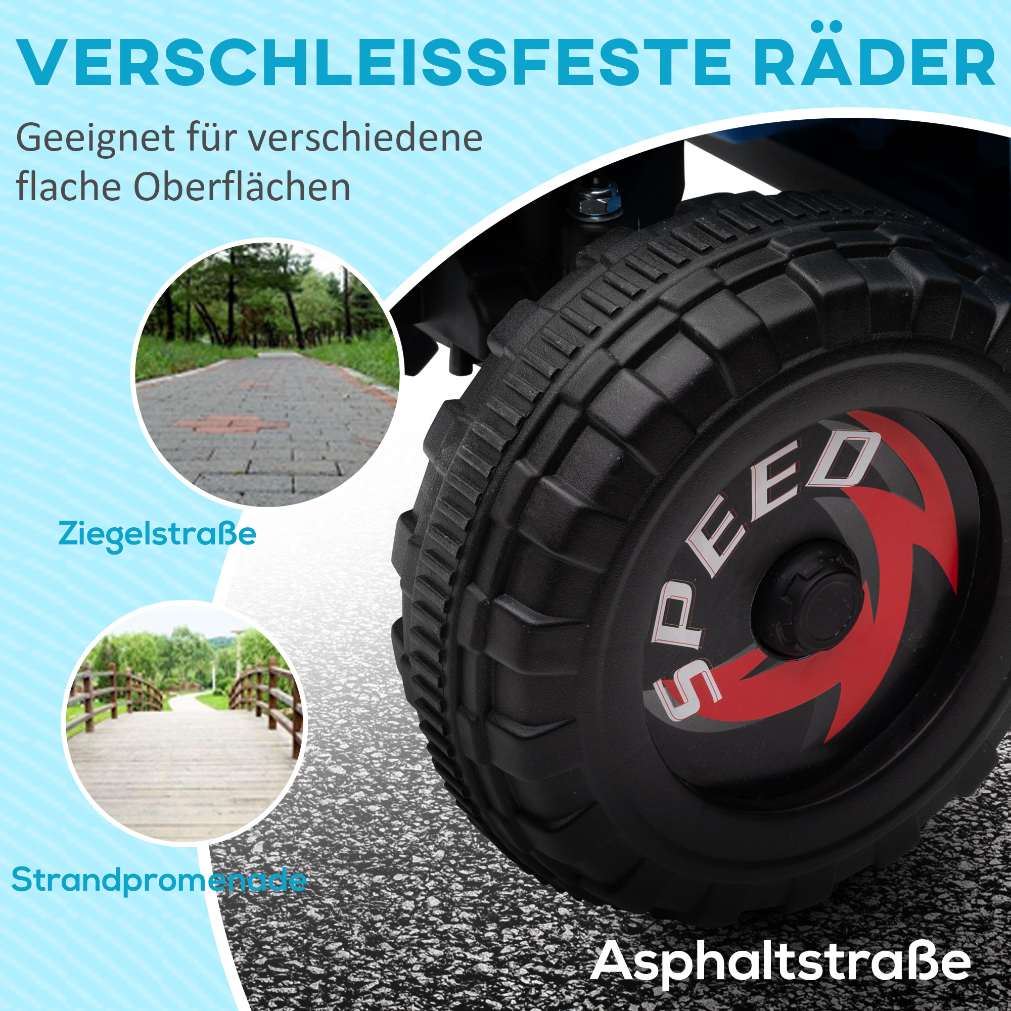 Kinderquad, 2,5 km/h, Vorwärts- & Rückwärtsgang, für 18-36 Monate, Blau