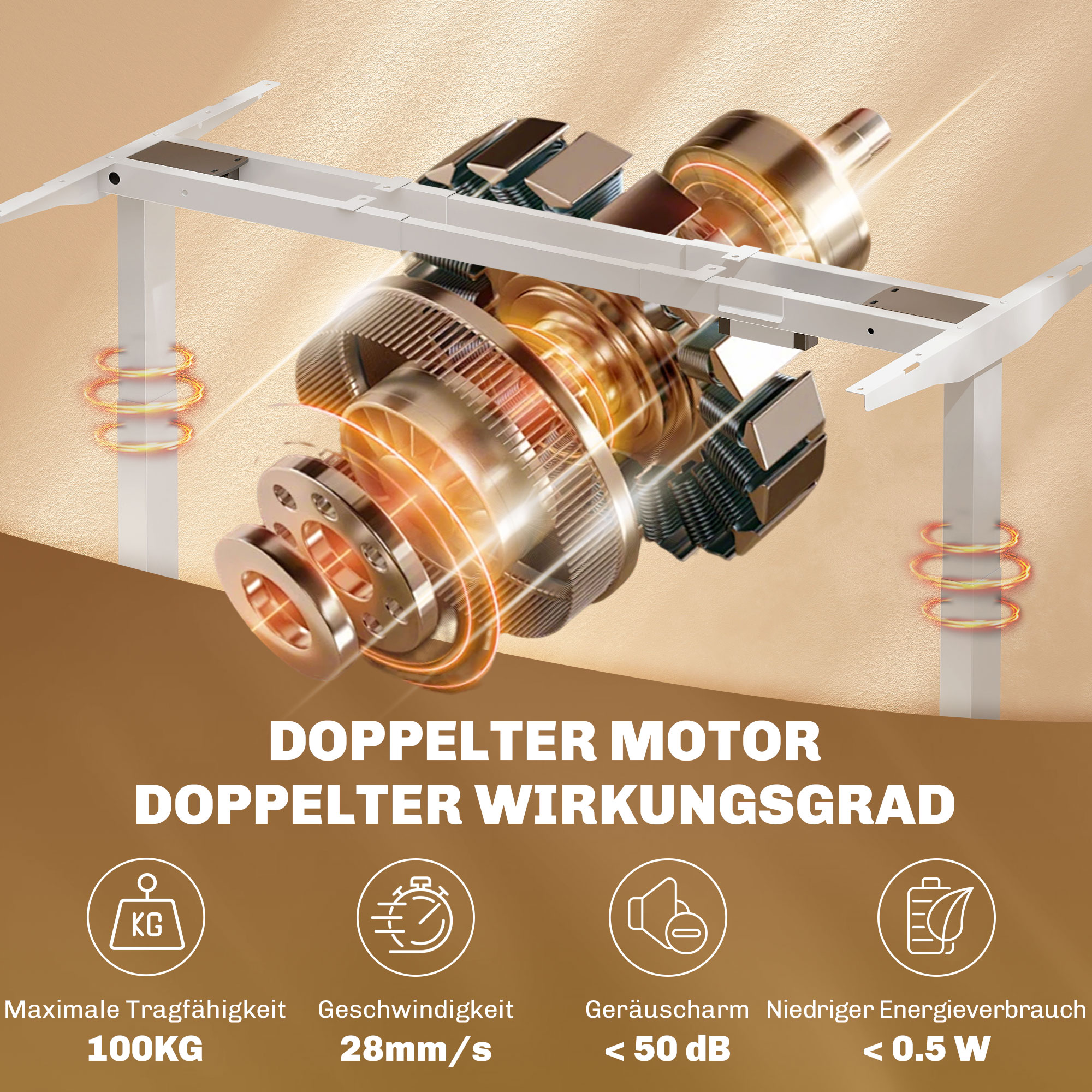 Elektrisches Schreibtischgestell, höhenverstellbar, mit Speicherfunktion, Stahl, Weiß