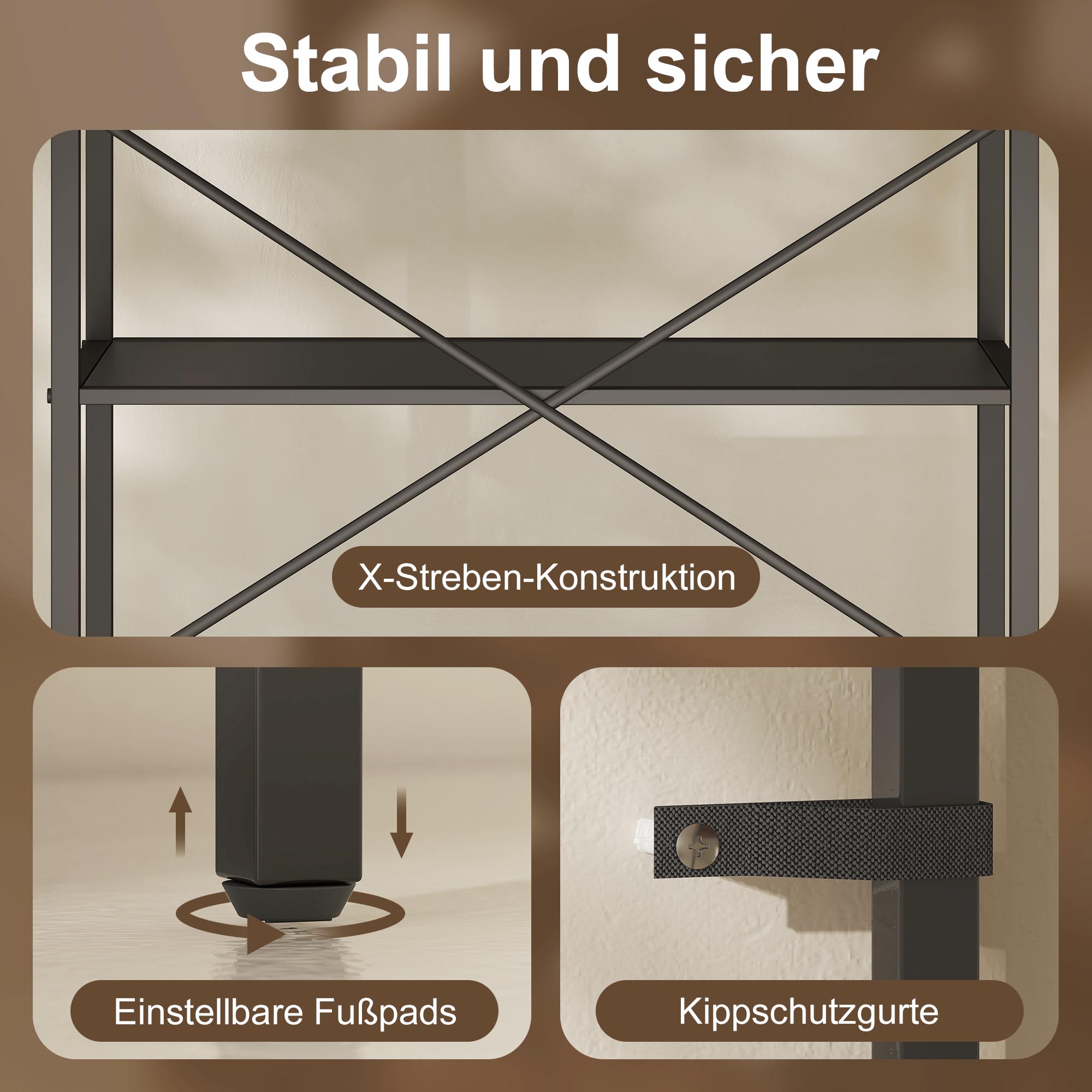 Bücherregal, Standregal mit 5 Ebenen, Industrielles Büroregal mit Metallrahmen, offenes Aufbewahrungsregal für Wohnzimmer, Büro, Arbeitszimmer, 60x30x170,5 cm, Schwarz