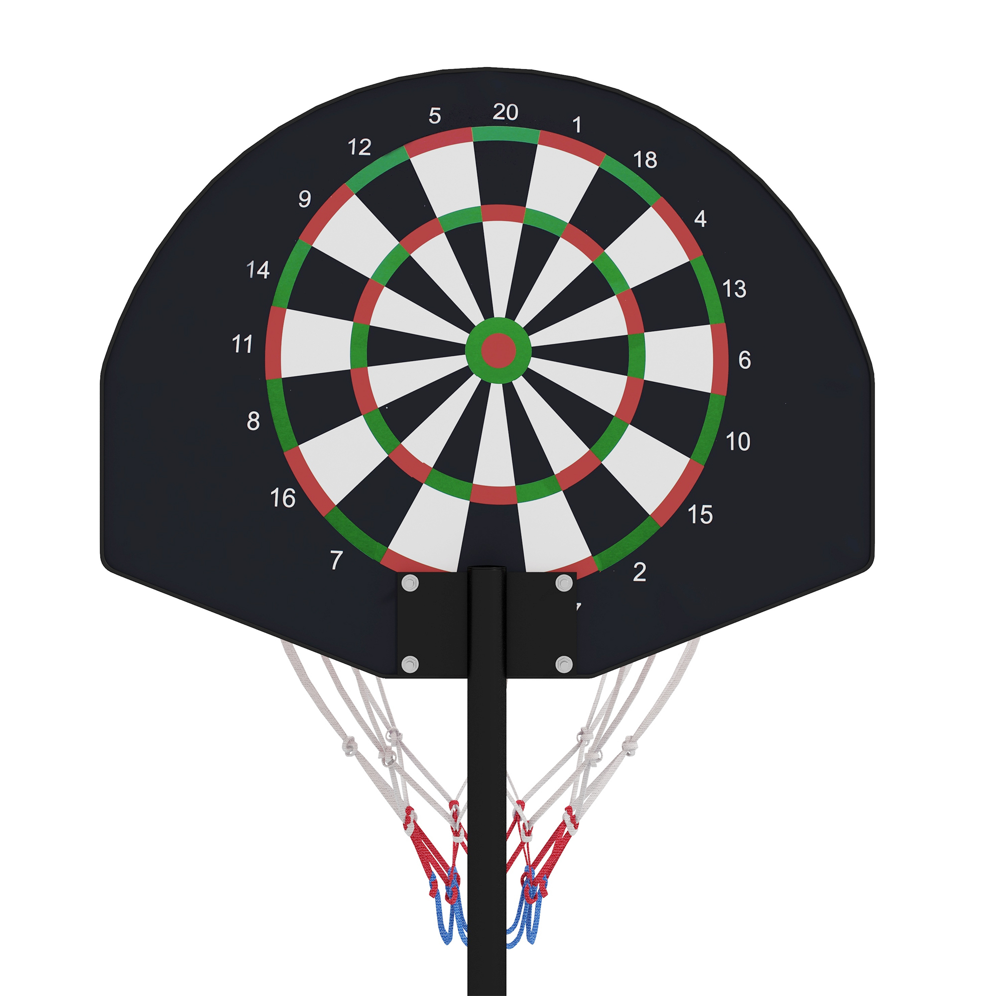 Basketballständer, höhenverstellbar, Magnet-Dartscheibe, 98-148cm, Schwarz