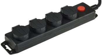 Gartensteckdosenleiste für Außen, 4-fach, IP44, 3m Zuleitung, mit Schalter