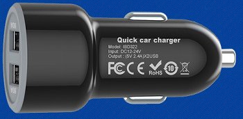 USB Kfz-Ladegerät "Duo 4,8A" 24W, In 12-24V=, Out 5V= 4,8A,  2x USB