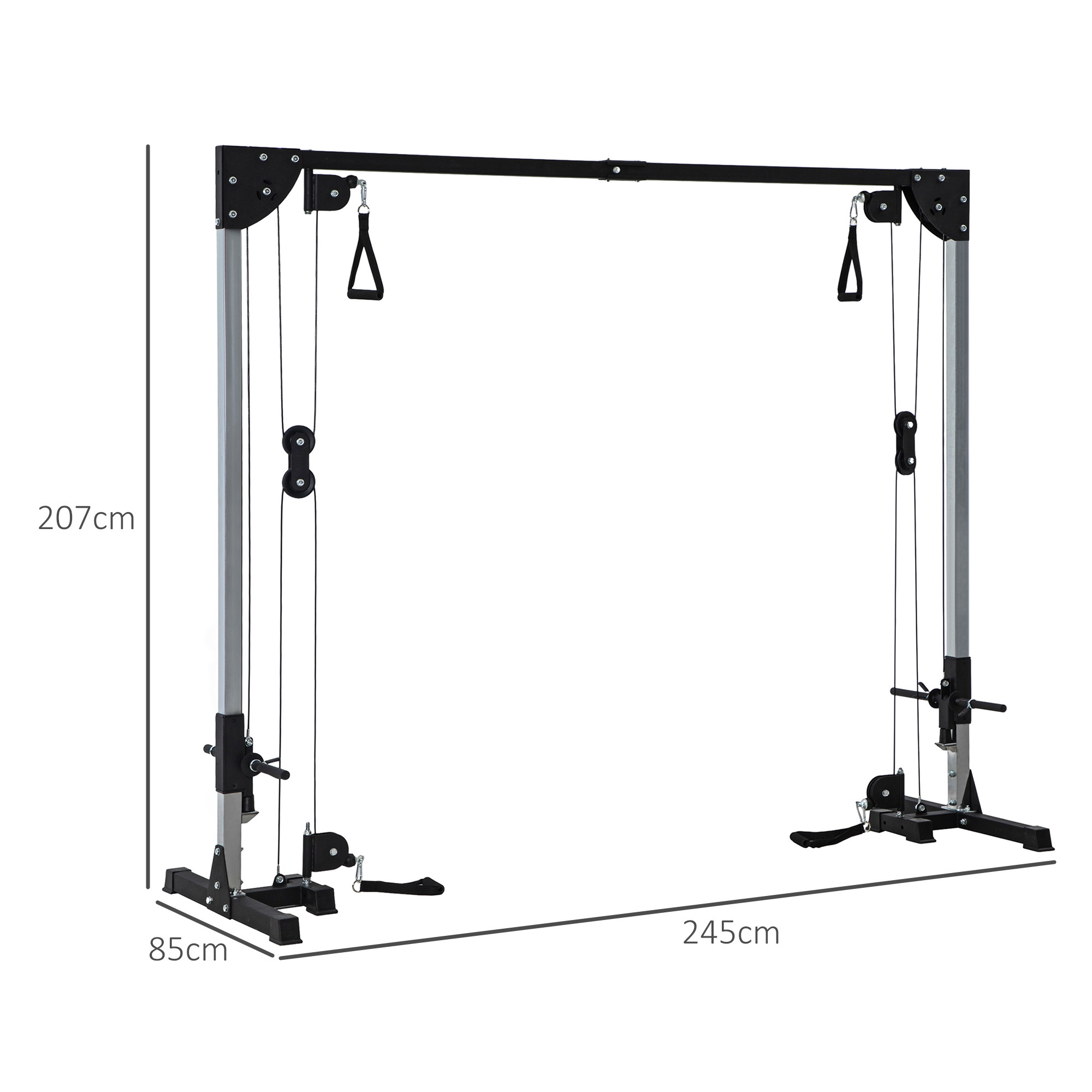 Crossover-Fitnessgestell, Kabelzugsystem, für 1 oder 2 Personen, Stahl, Kunststoff, Schwarz