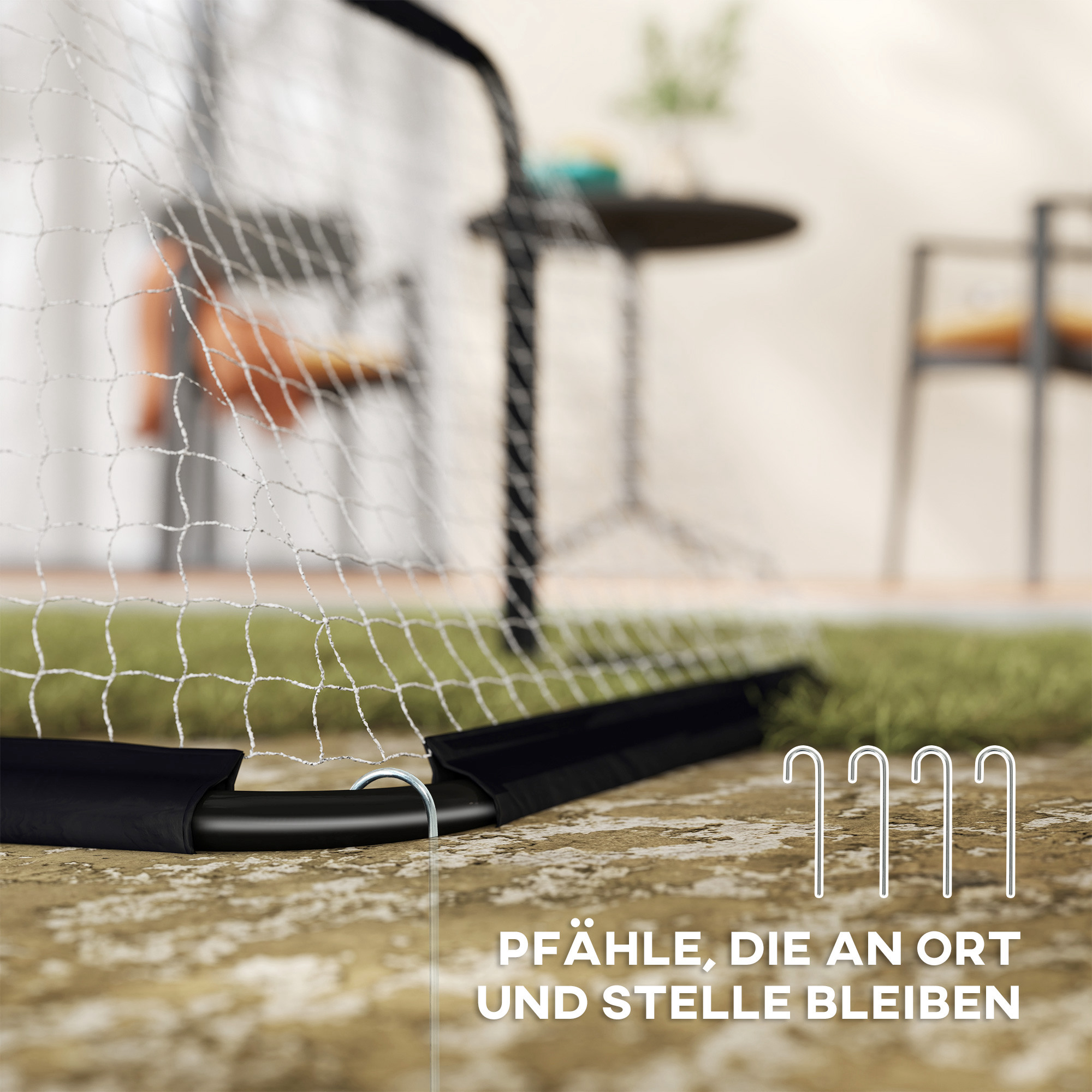 Fußballtor-Set, 2 klappbare Minitore, Metallrahmen, inkl, Werkzeug, 90 x 36 x 60 cm, Schwarz