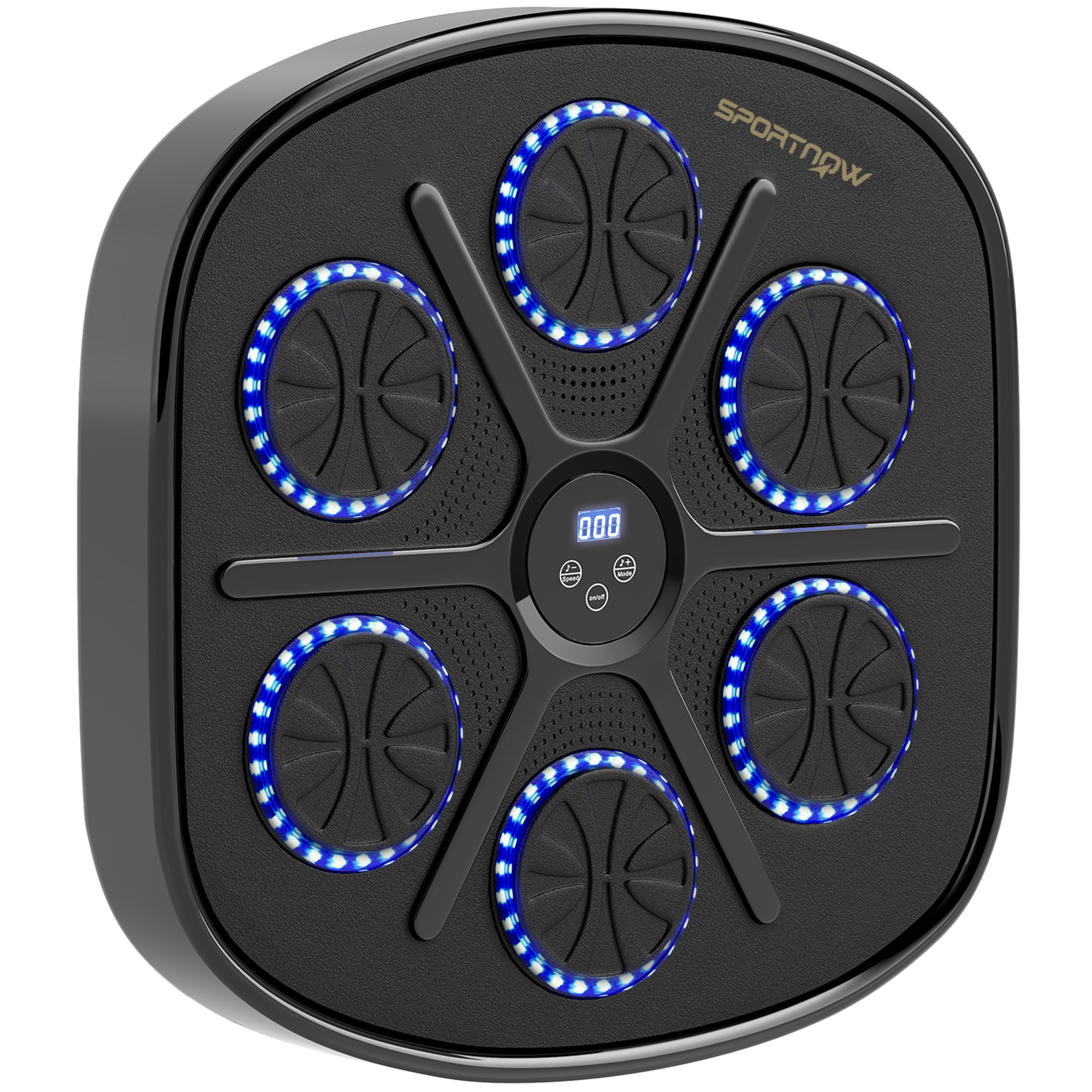 Musik-Boxmaschine, Rhythmisches Boxgerät, 9 Modi, Bluetooth, LED-Lichter, mit Boxhandschuhen, Schwarz