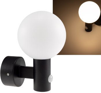 LED Wandleuchte "LAMU" mit PIR-Sensor, IP65, 15W, schwarz, 3000k / warmweiß LED Wandleuchte "LAMU" mit PIR-Sensor, IP65, 15W, schwarz, 3000k / warmweiß