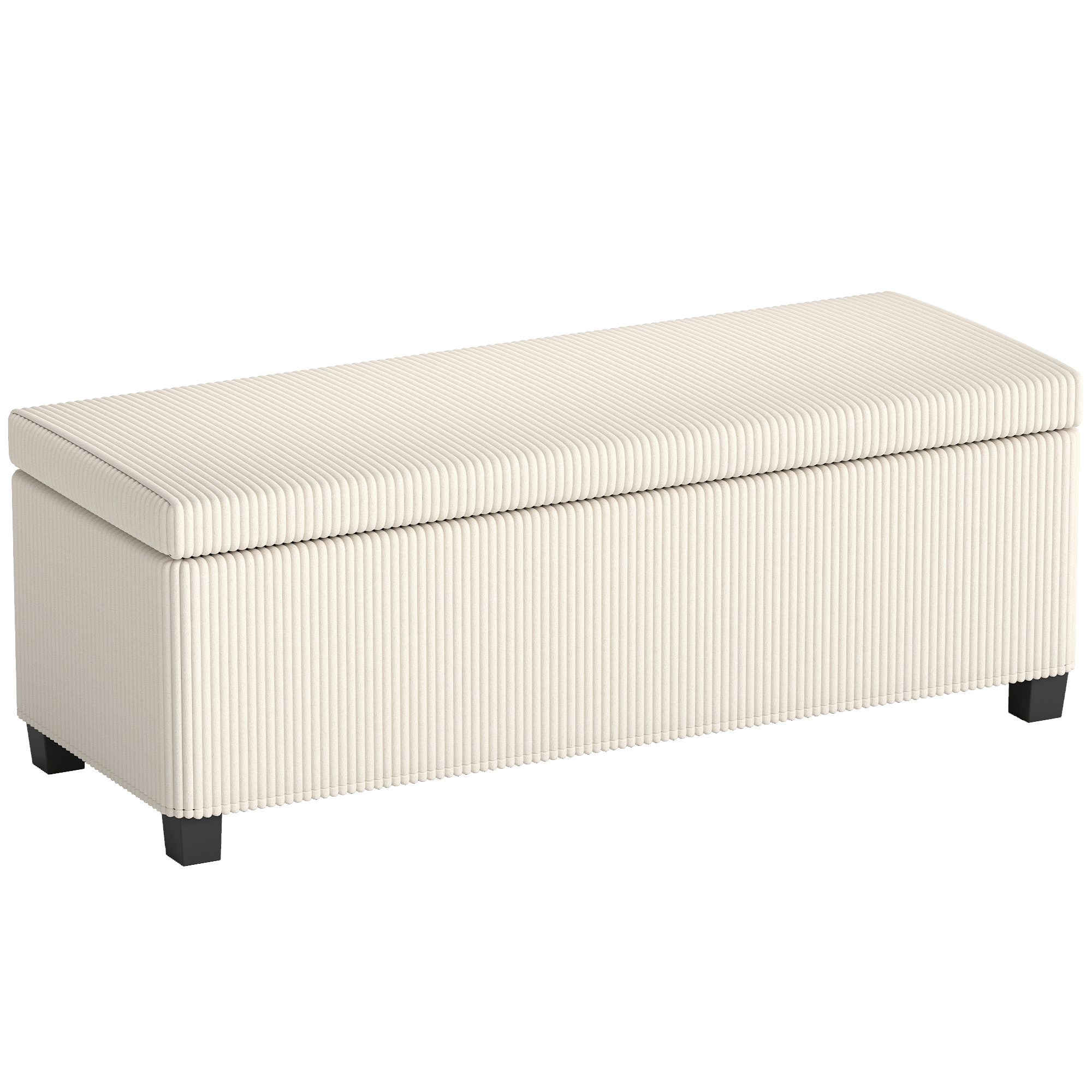 Sitzbank mit Stauraum, Aufbewahrungsbank, Cord-Design, Stahlrahmen, Beige