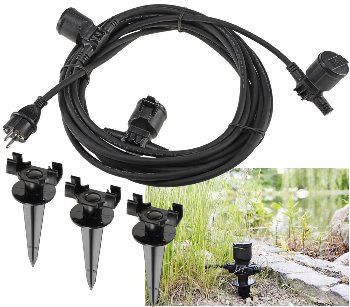 Gartensteckdose für Außen, IP44, 3-fach, Einzelsteckdosen, 5+2,5+2,5m Gartensteckdose für Außen, IP44, 3-fach, Einzelsteckdosen, 5+2,5+2,5m