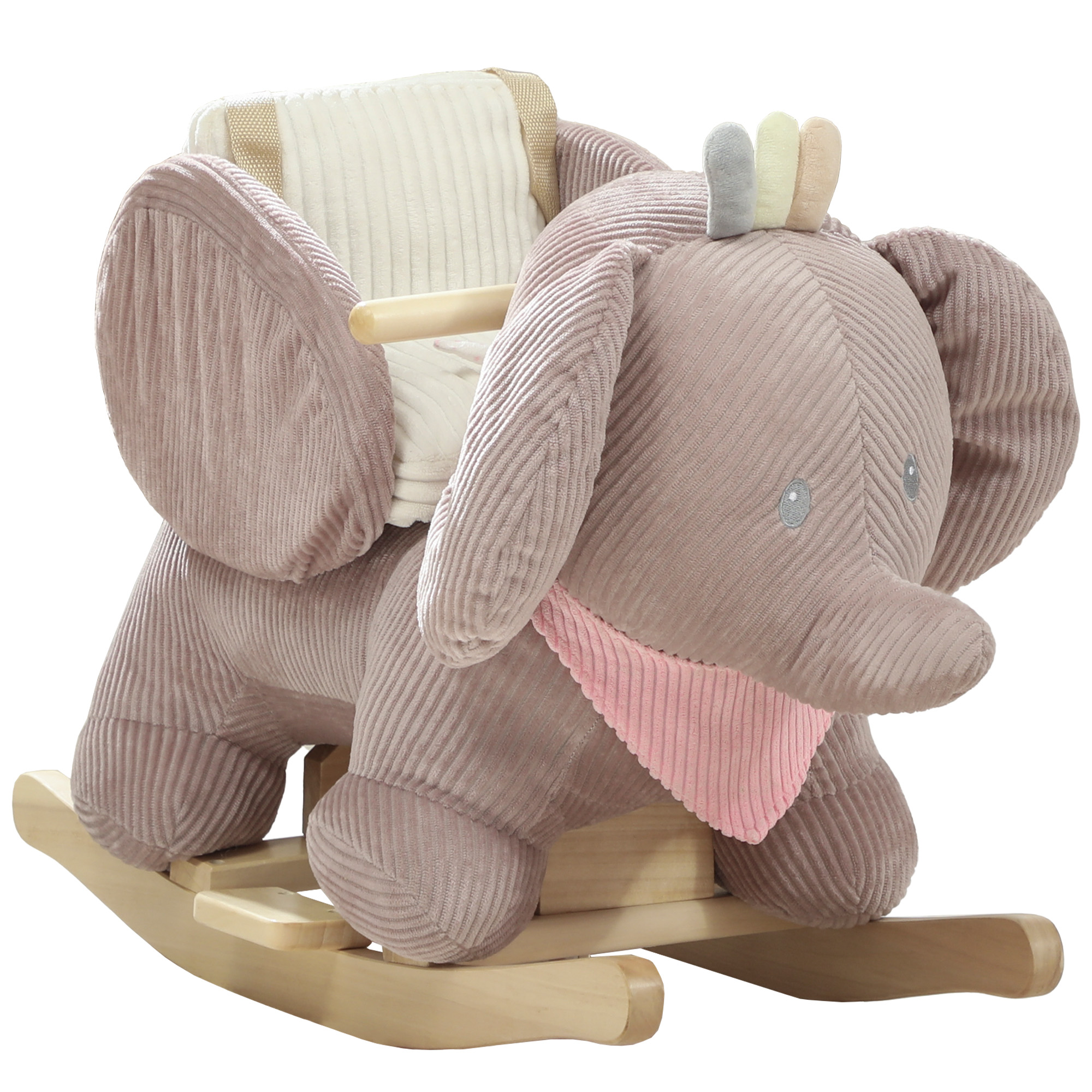 Schaukeltier, Elefant-Schaukel, interaktive Tiergeräusche, Holzrahmen, für Kinder 1,5-3 Jahre, 65 x 35 x 50 cm, Braun