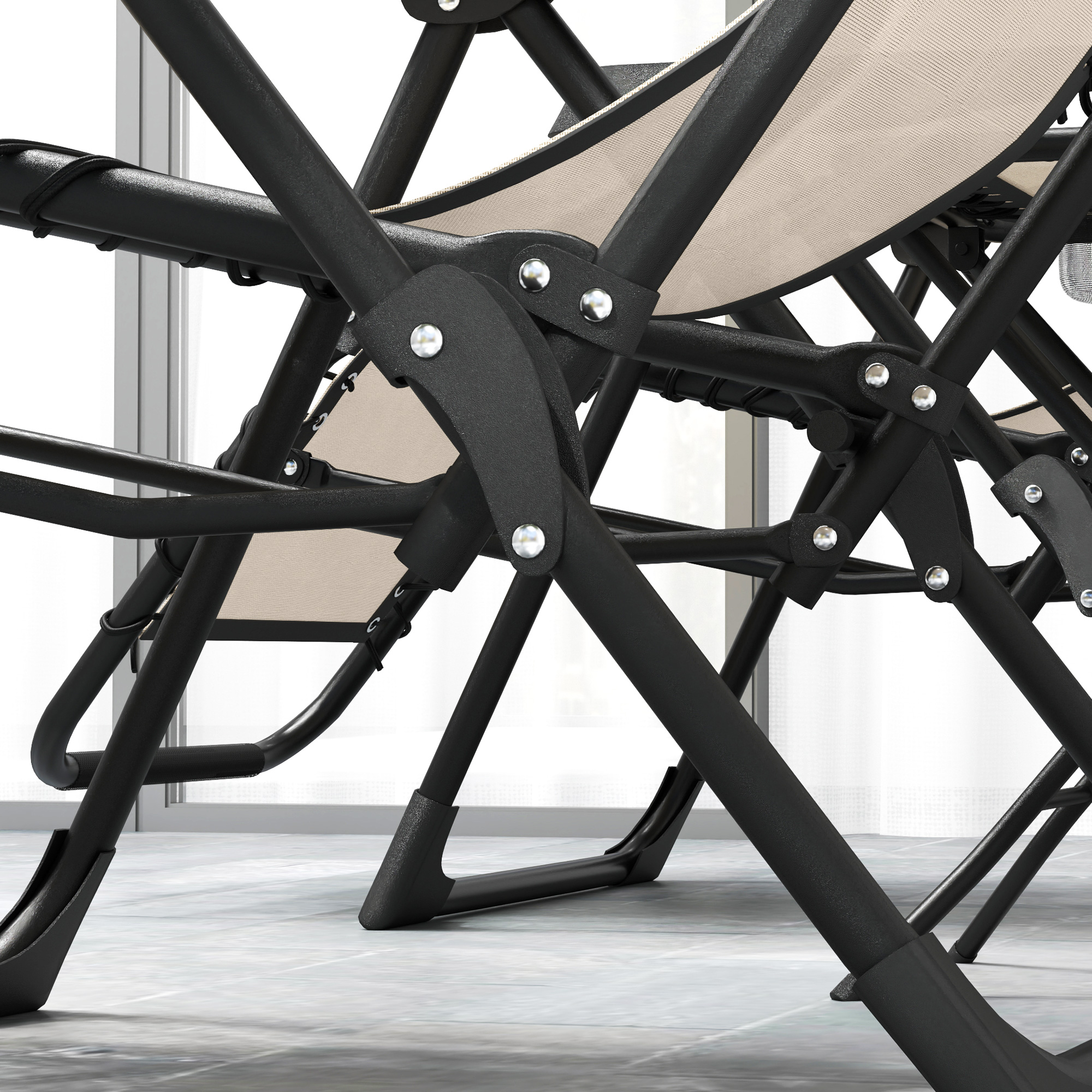 Gartenliege Set 3-TLG. Sonnenliege mit Teetisch 2 Liegestühle Kissen, Outdoor Liege 90x56x110 cm Beige