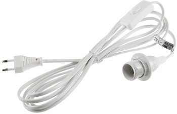 Netzkabel mit Schalter und E14 Fassung, 1,4m + 2m lang, weiß Netzkabel mit Schalter und E14 Fassung, 1,4m + 2m lang, weiß