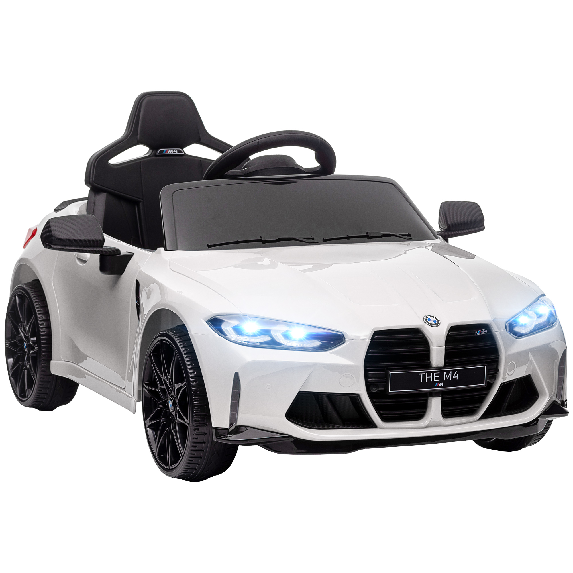 Elektro Kinderauto BMW M4, Sound & Licht, 3-5 km/h, inkl, Fernsteuerung, für 3-5 Jahre, Weiß