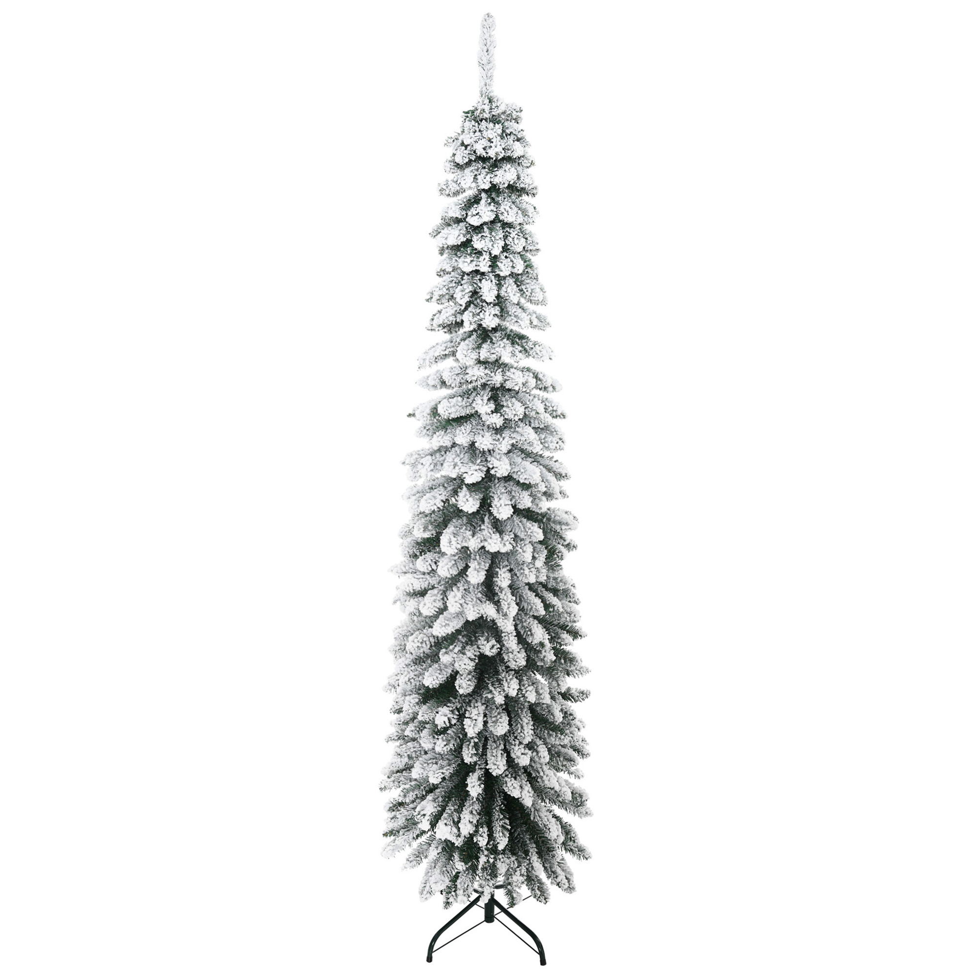 Weihnachtsbaum, schneebedeckt, schmales Design, feuerfest, 210 cm, Grün/Weiß