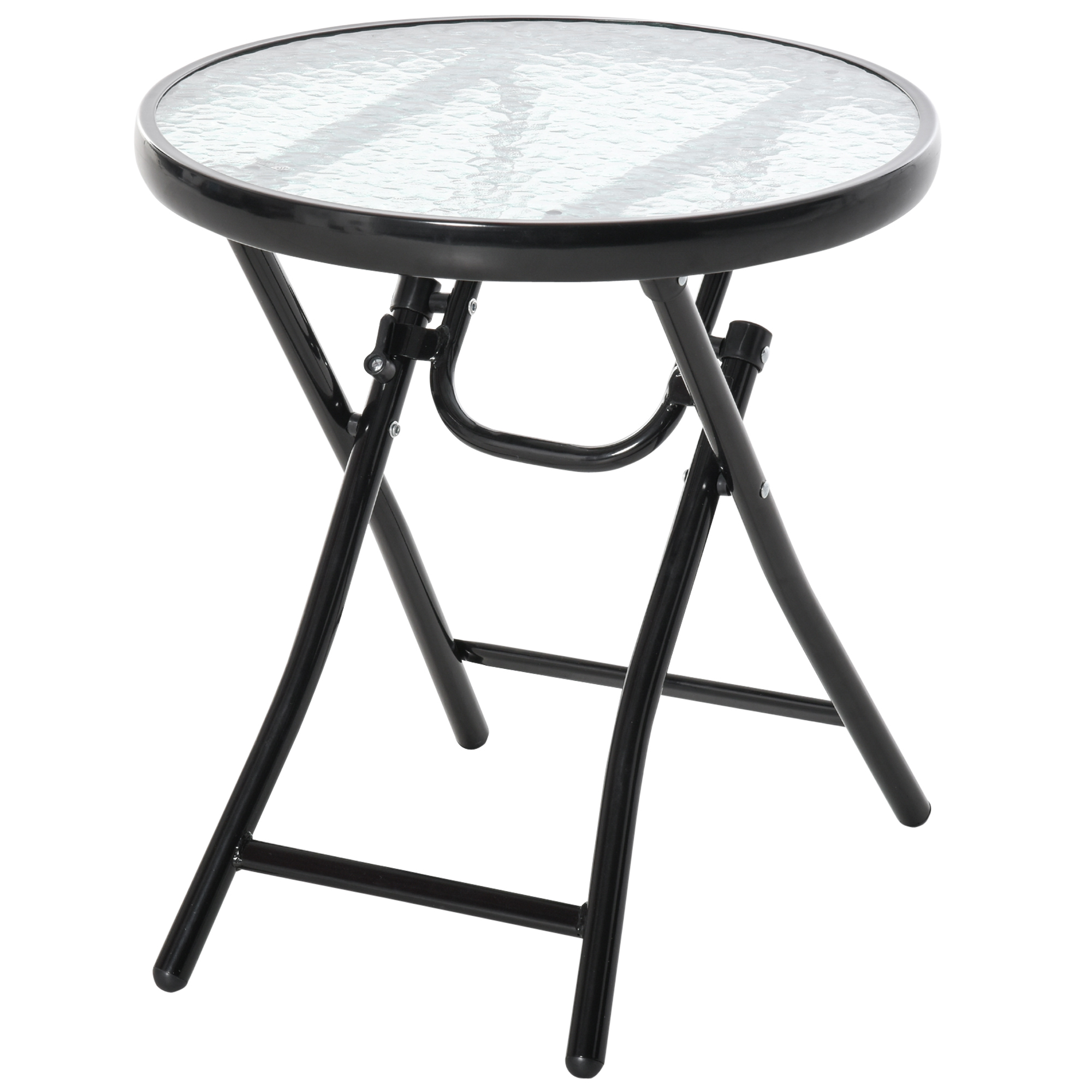 Gartentisch Beistelltisch Bistrotisch mit Glasplatte rund klappbar Metall Ø45 schwarz Gartentisch Beistelltisch Bistrotisch mit Glasplatte rund klappbar Metall Ø45 schwarz