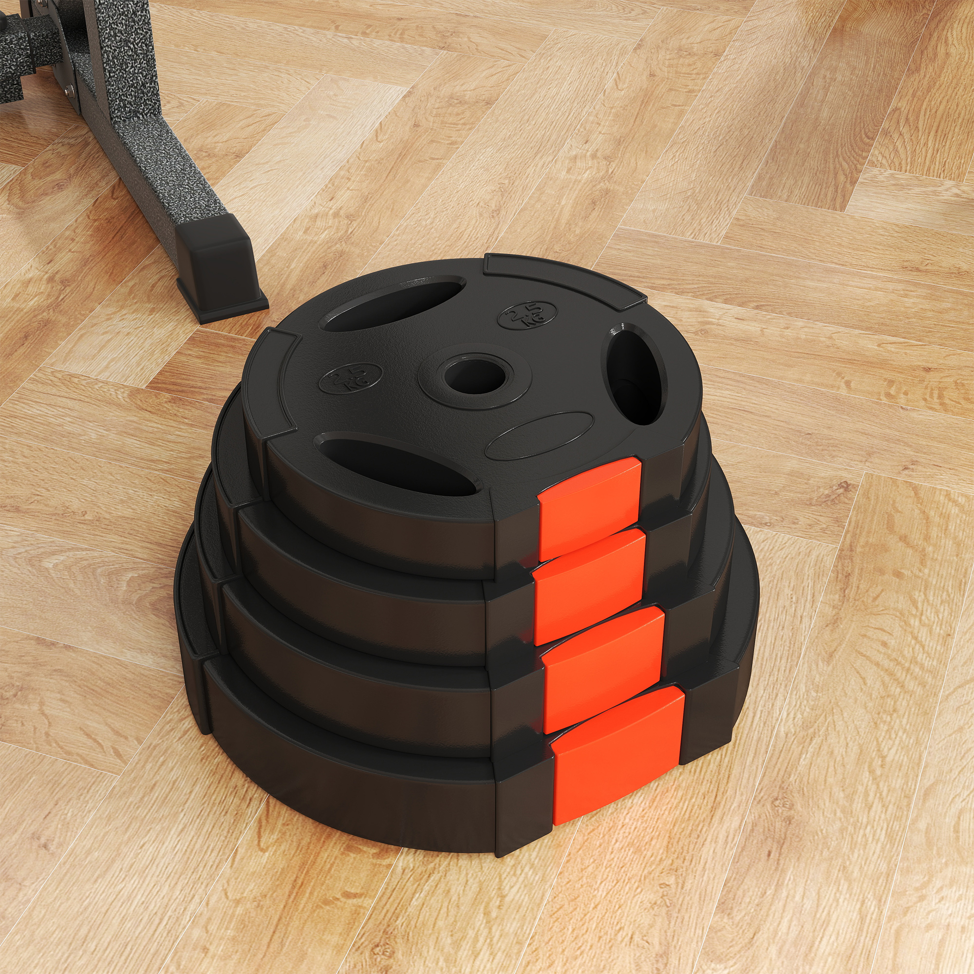 4er Gewichtsplatten-Set für Training, Fitnessstudio, Heimtraining, Stärke-Training, 2 x 5 kg und 2 x 2,5 kg, Schwarz
