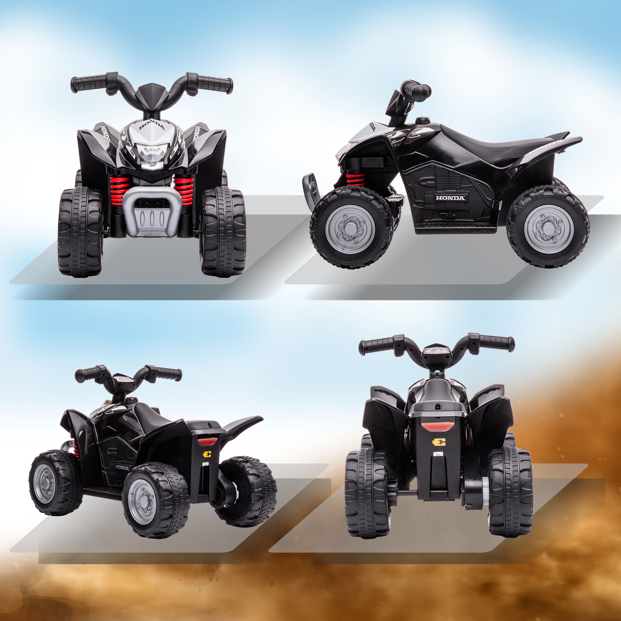 Kinderquad, 2,8 km/h, LED-Scheinwerfer, für 1,5-3 Jahre, schwarz, 65,5 x 38,5 x 43,5cm